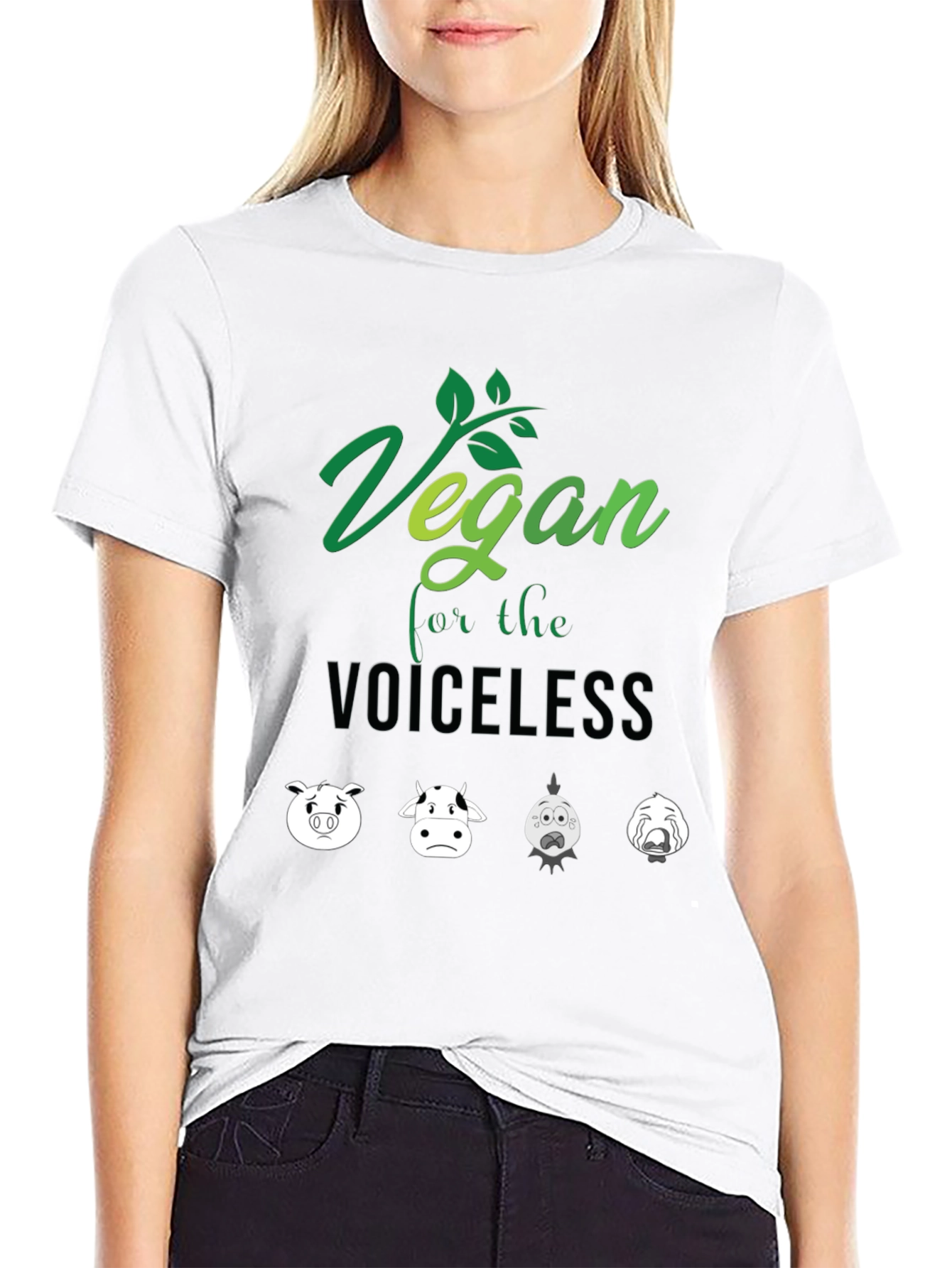 Black Vegan For the Voiceless T-Shirt - Animal Rights Tee view 9