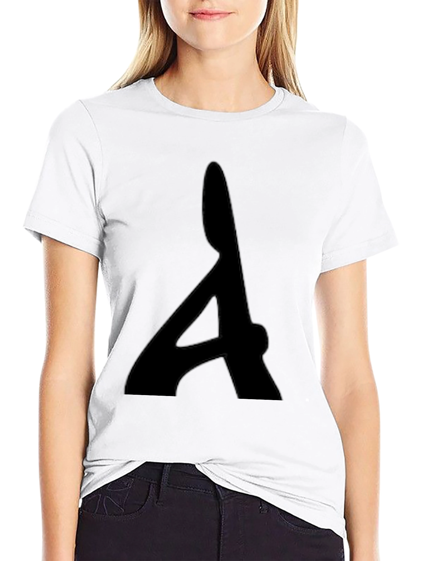 Black Men's Black T-Shirt with Bold Letter Graphic view 9