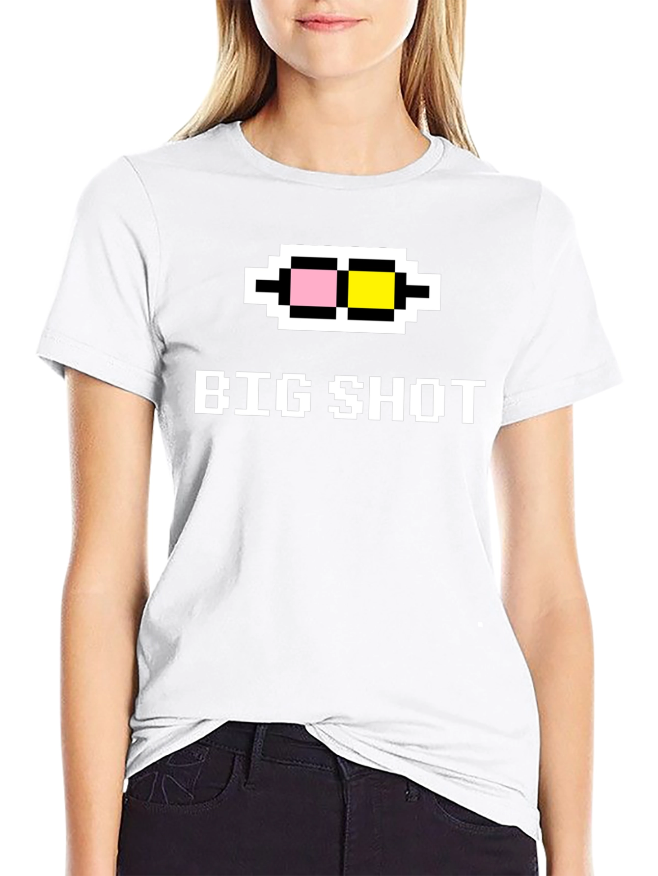 Black Big Shot T-Shirt - Pixel Glasses Funny Graphic Tee view 9