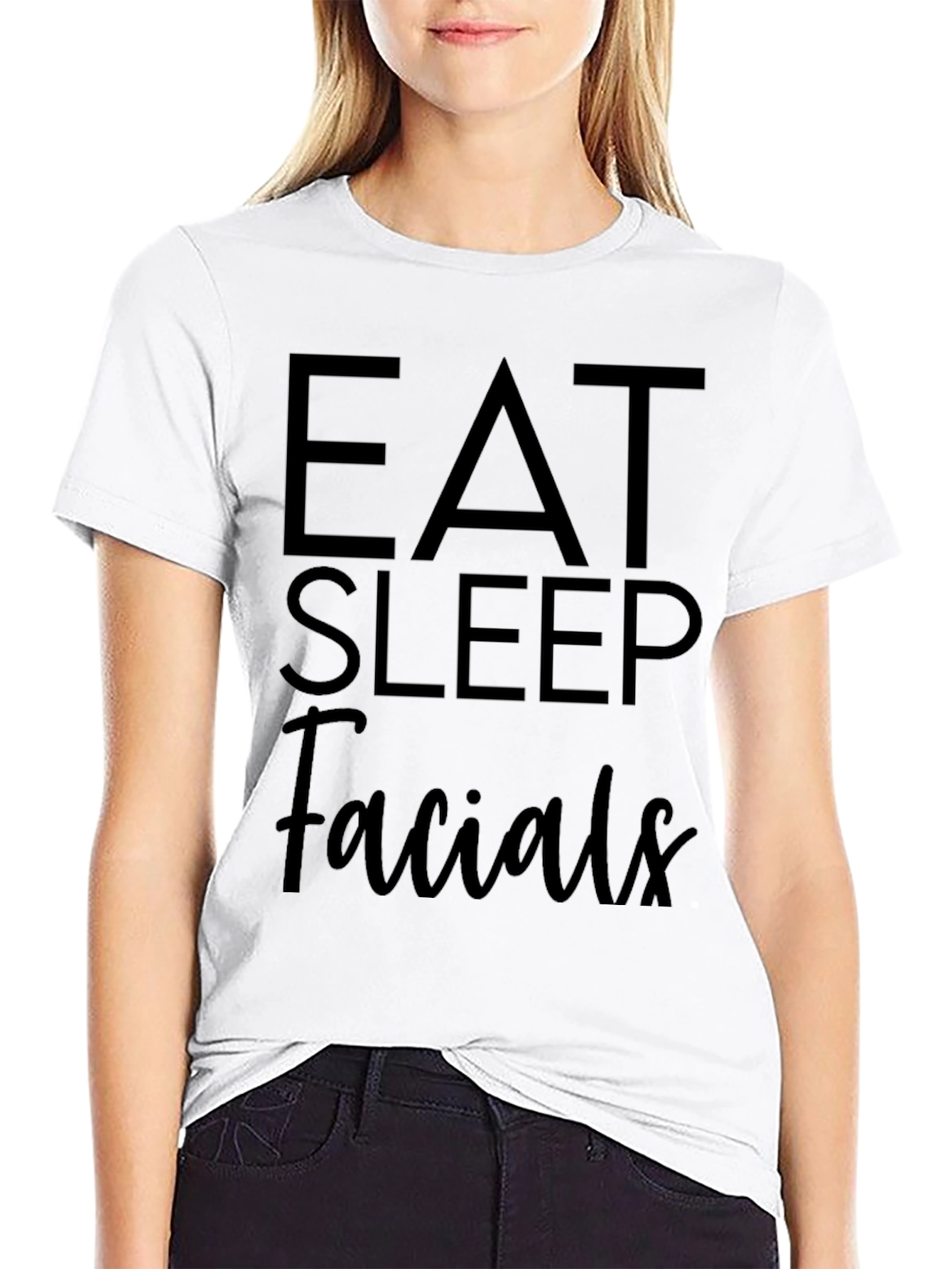 Black Eat Sleep Facials Black Graphic Tee view 9