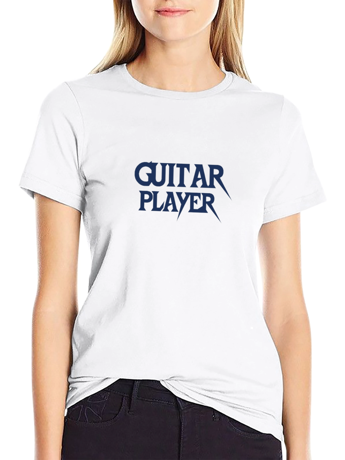 Black Guitar Player Graphic Tee - Black Cotton T-Shirt view 9
