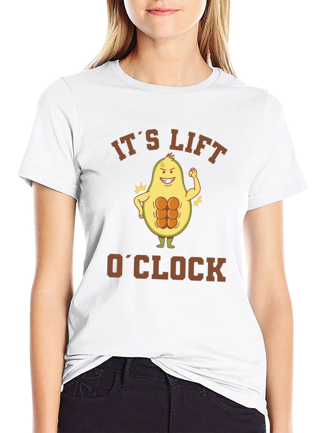 Black Funny Avocado Lift O'Clock T-Shirt - Gym Humor! view 9