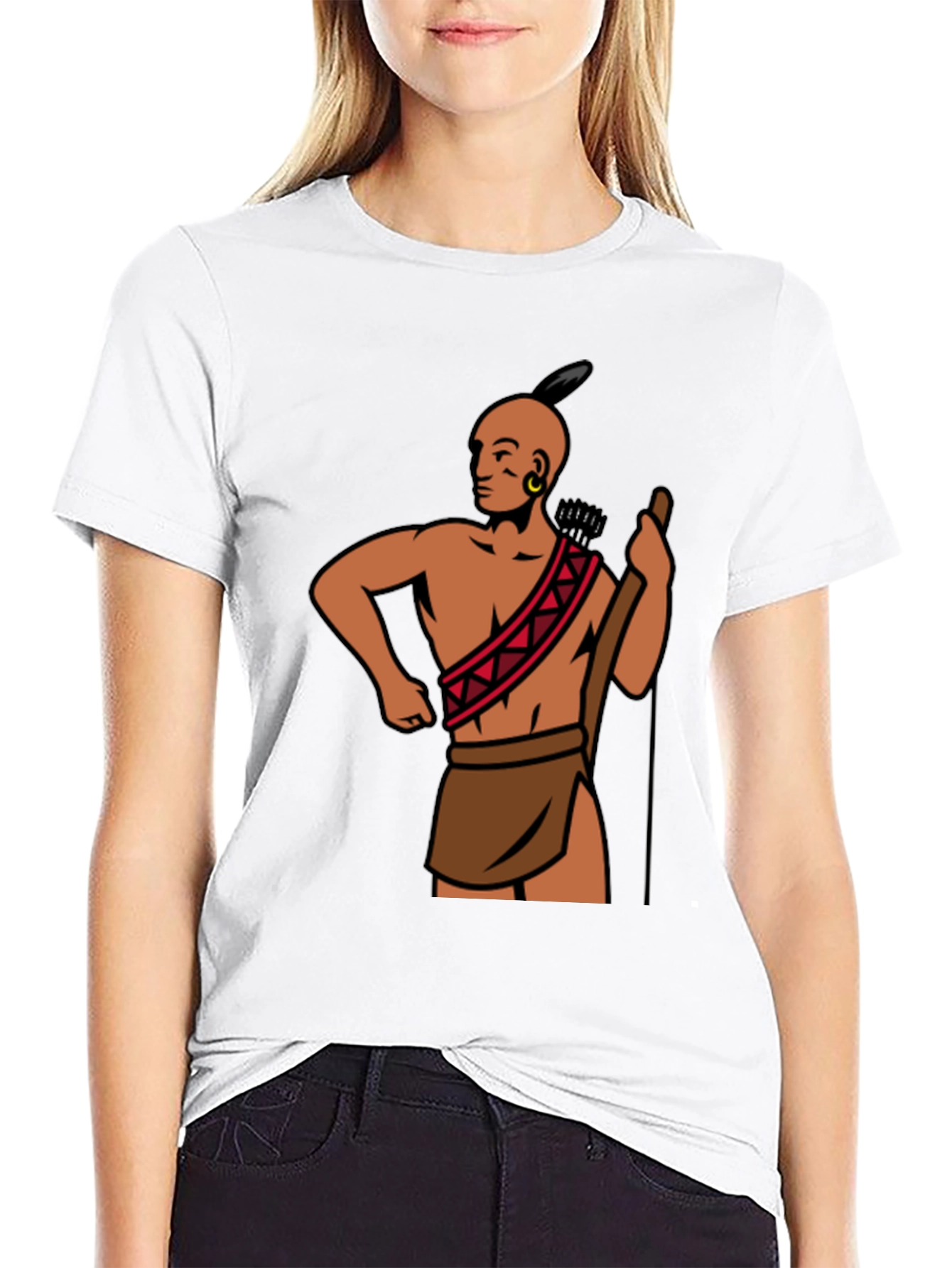 Black Native American Warrior Graphic Tee - Black view 9