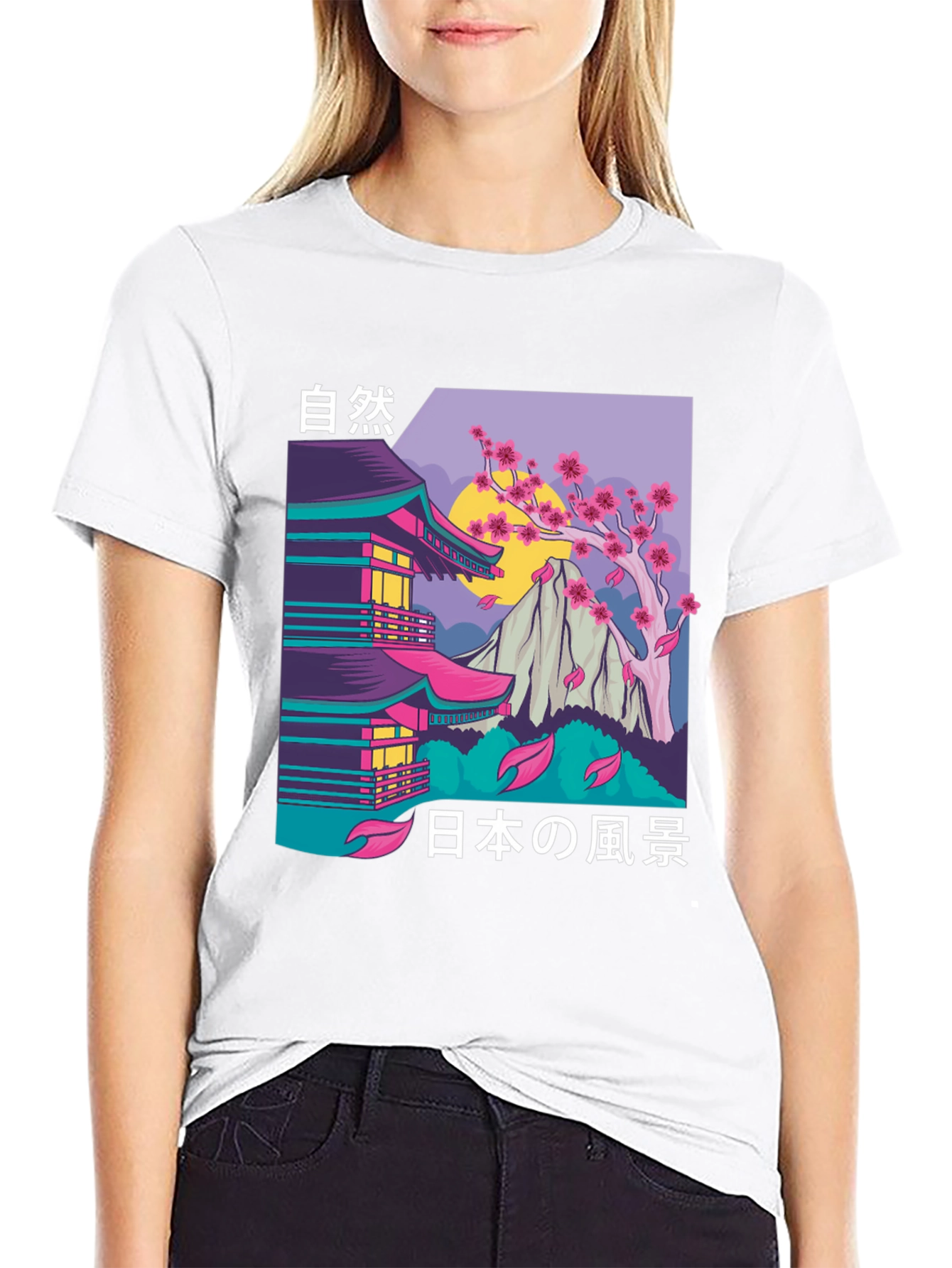 Black Japanese Landscape Graphic Tee view 9