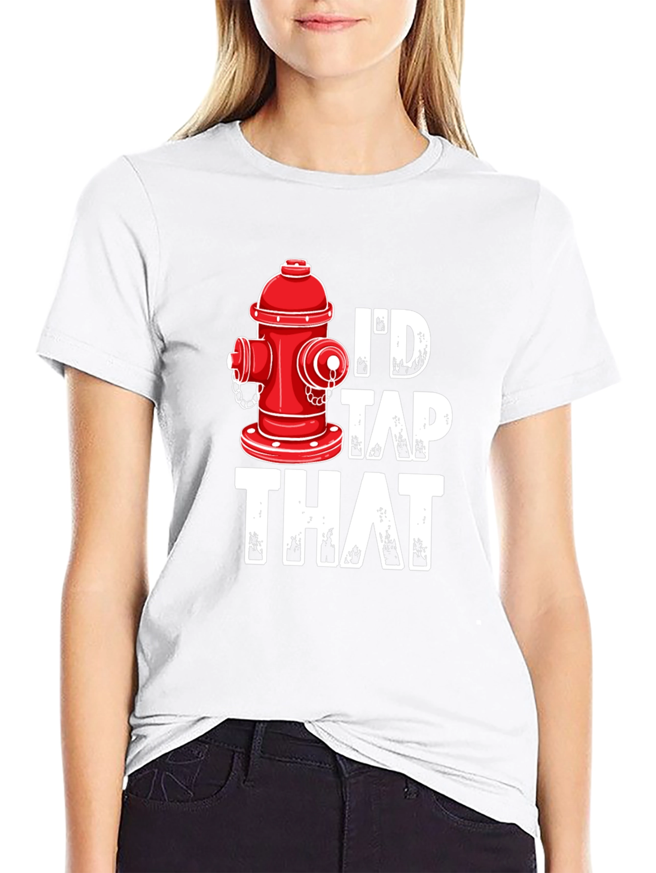 Black I'd Tap That Fire Hydrant T-Shirt - Funny Graphic Tee view 9