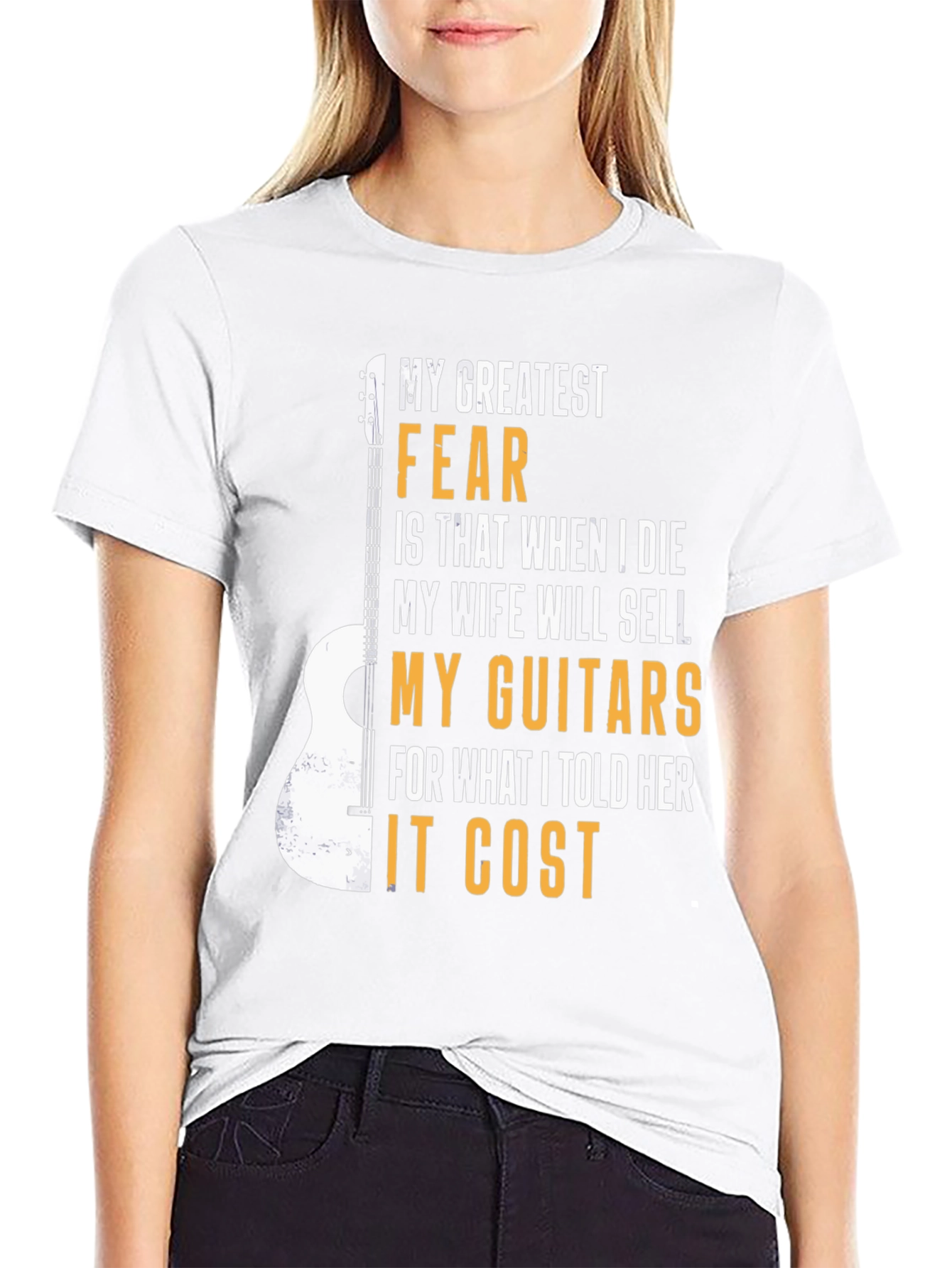 Black Guitar Lover T-Shirt: My Greatest Fear Funny Musician Tee view 9