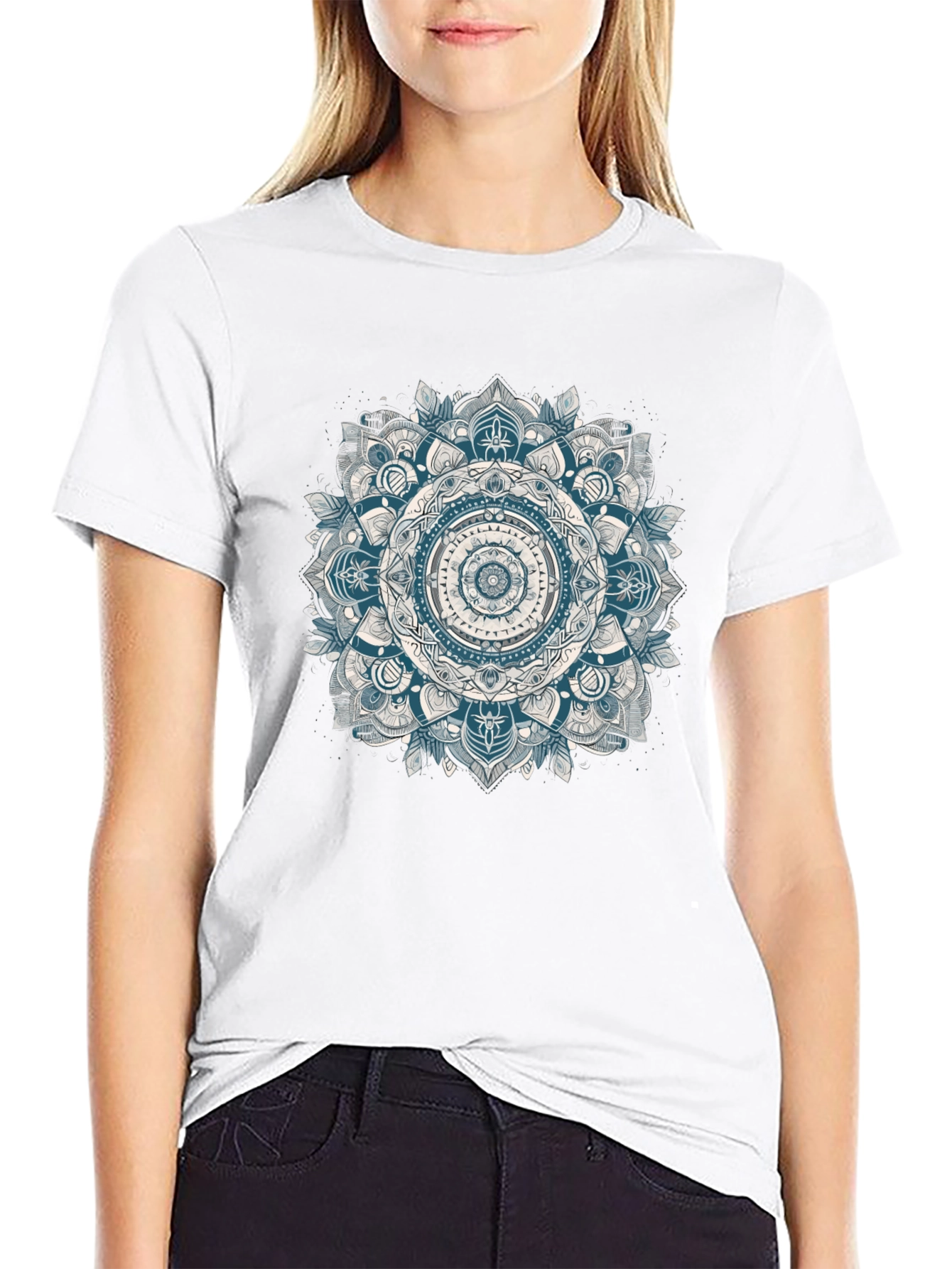 Black Mandala Graphic Black T-Shirt view 9