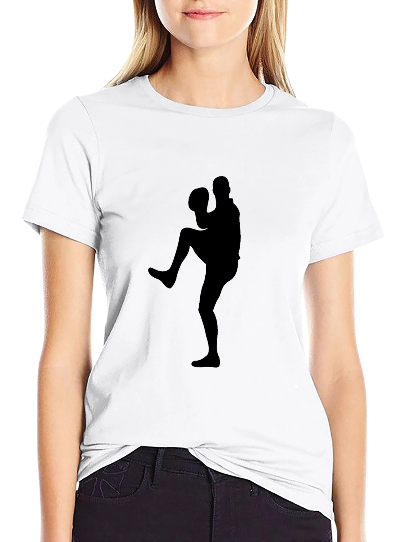 Black Baseball Pitcher Silhouette Black Graphic Tee view 9