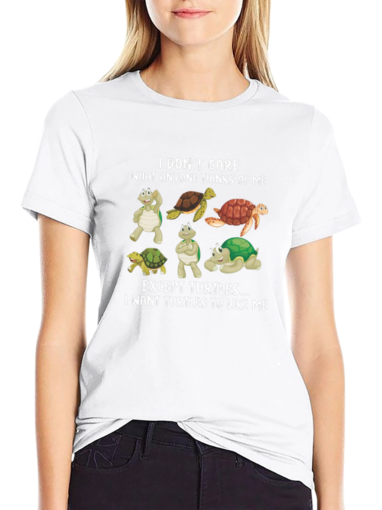 Black Turtle Lover Tee - "I Want Turtles to Like Me" T-Shirt view 9