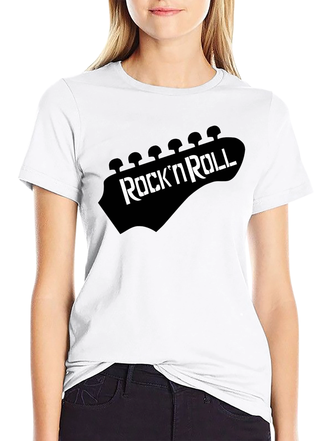 Black Rock 'N' Roll Guitar Head T-Shirt view 9