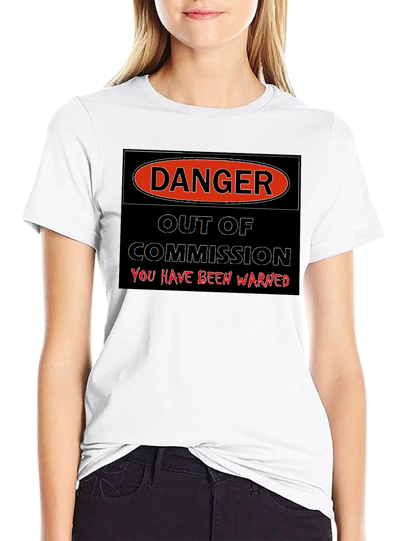 Black Danger Out of Commission Warning T-Shirt view 9