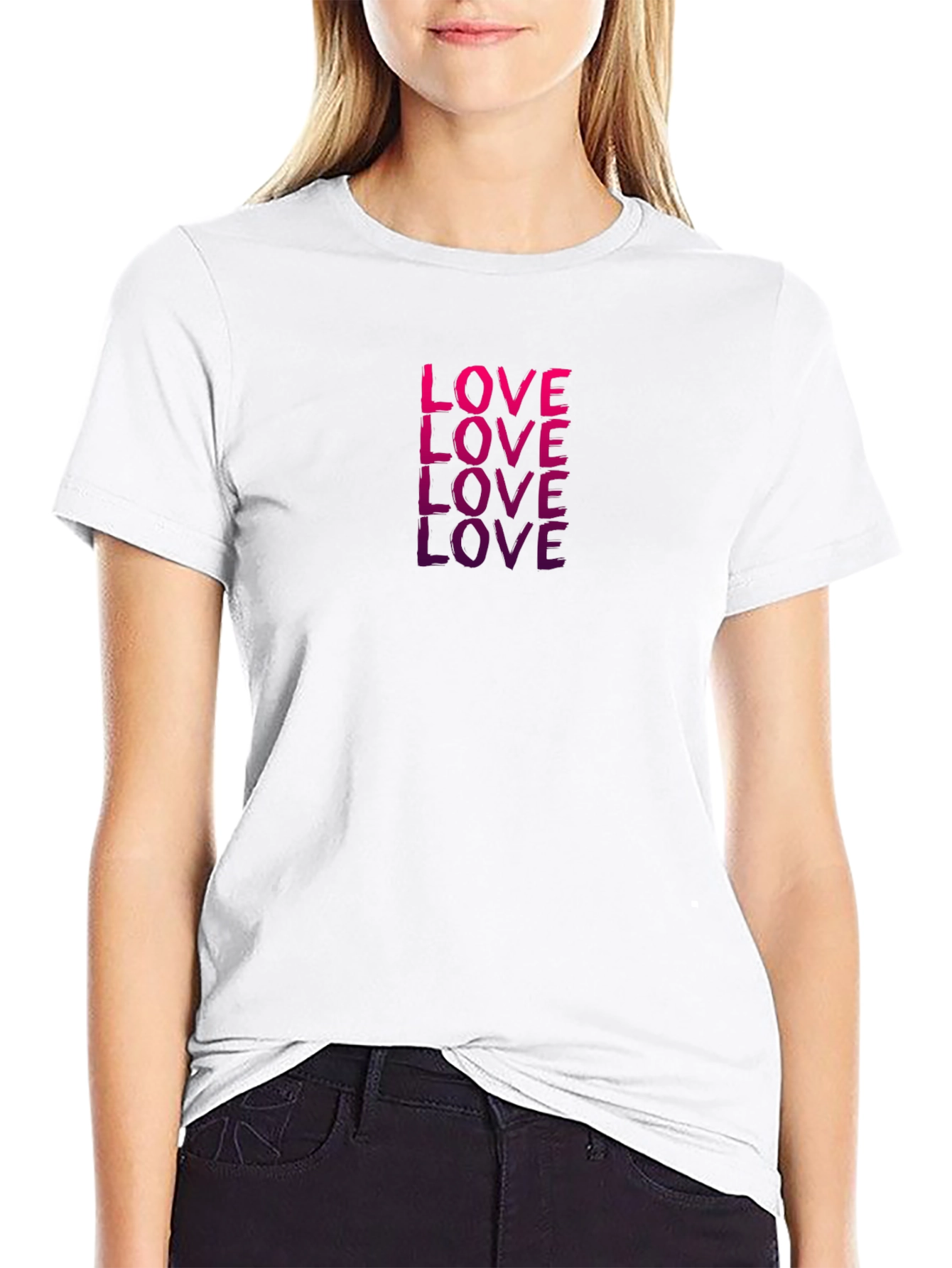 Black Love Graphic Print Tee - Black Short Sleeve T-Shirt view 9