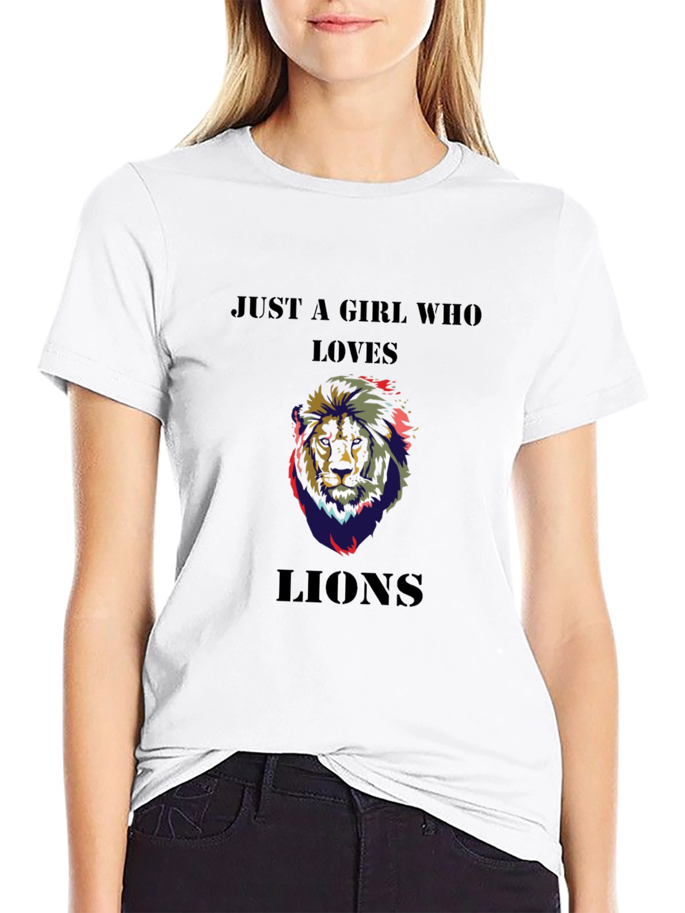 Black Just A Girl Who Loves Lions T-Shirt - Black view 9