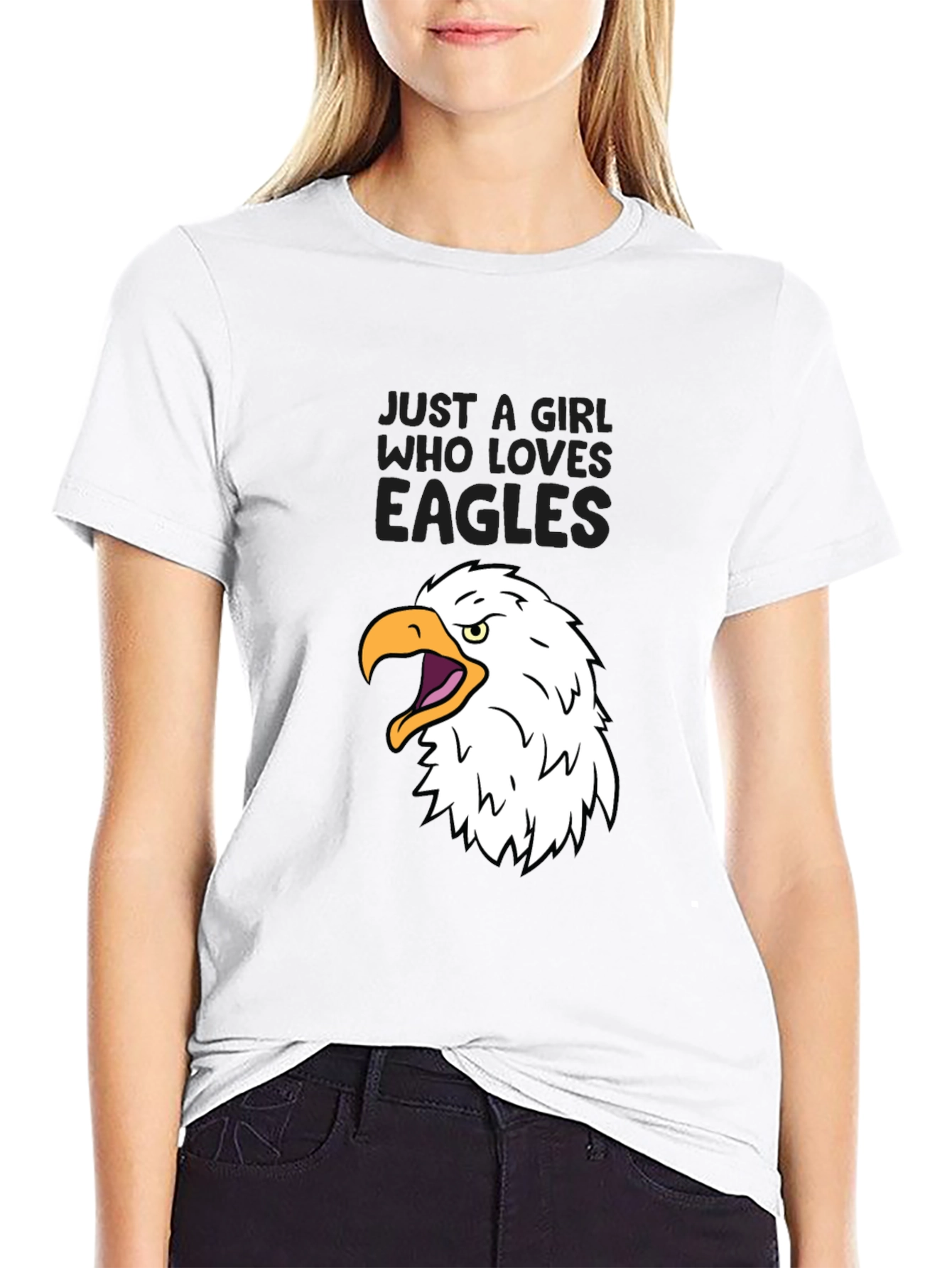 Black Just a Girl Who Loves Eagles T-Shirt view 9