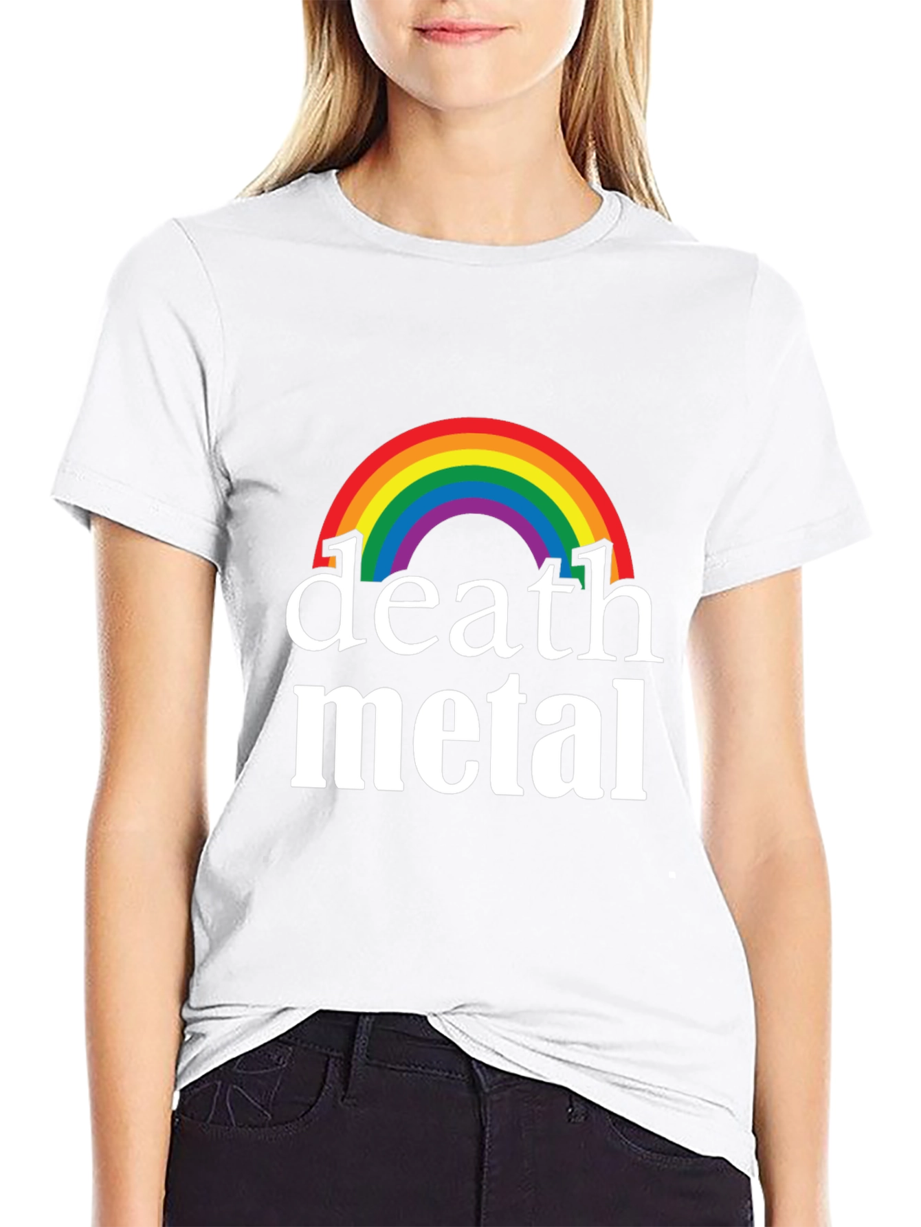 Black Rainbow Death Metal Graphic T-Shirt - Black Cotton Tee view 9