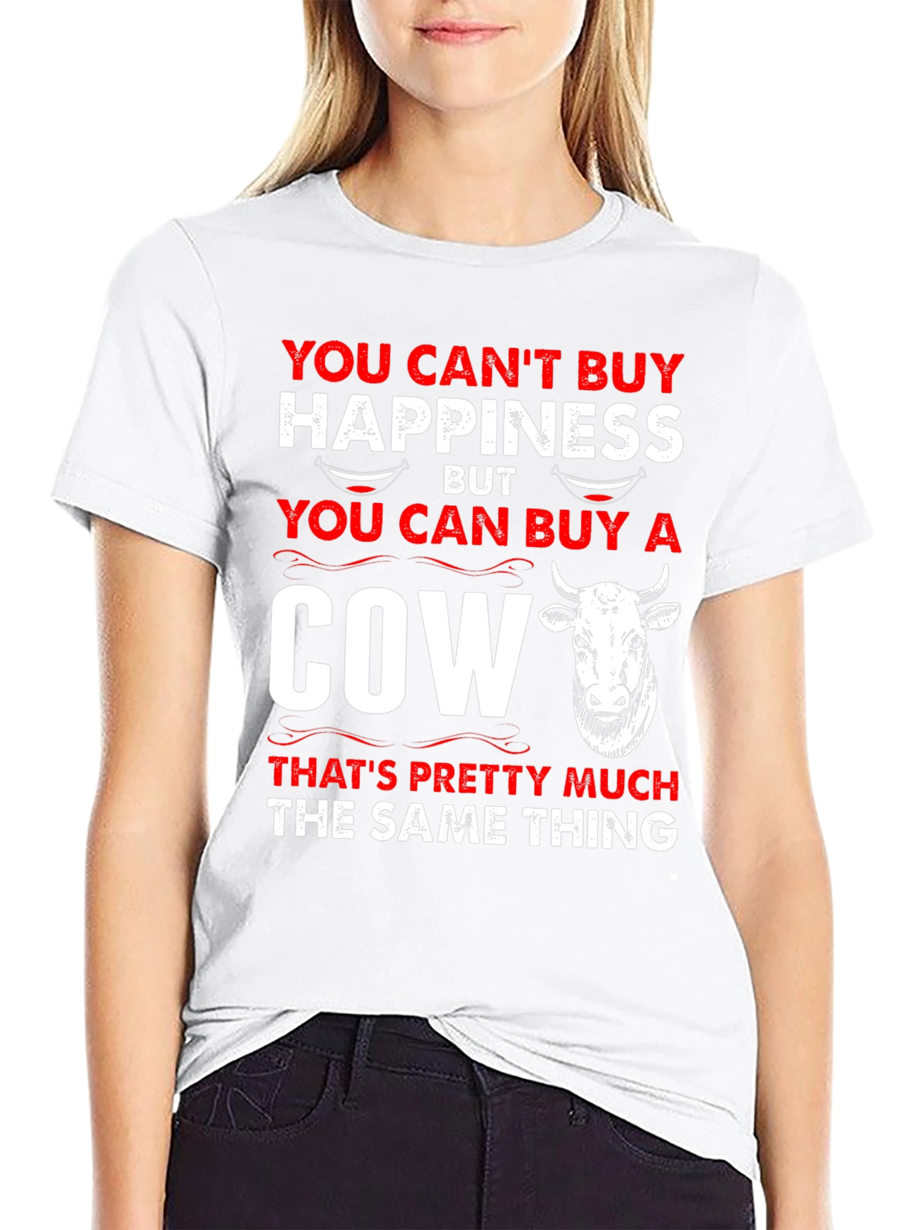 Black Buy a Cow T-Shirt: Happiness is a Cow! view 9