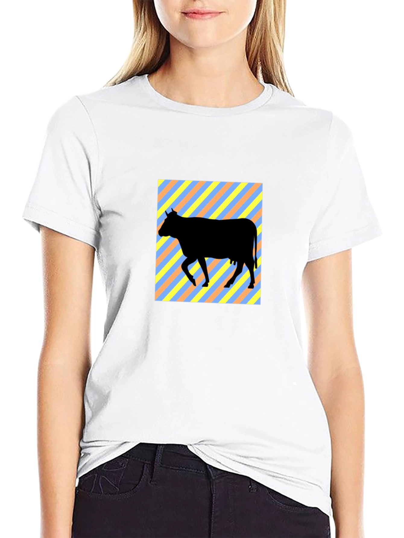 Black Cow Silhouette Graphic Tee - Black view 9