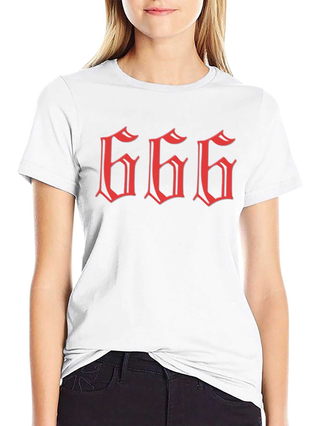 Black Men's Graphic Tee - Red "666" Design view 9