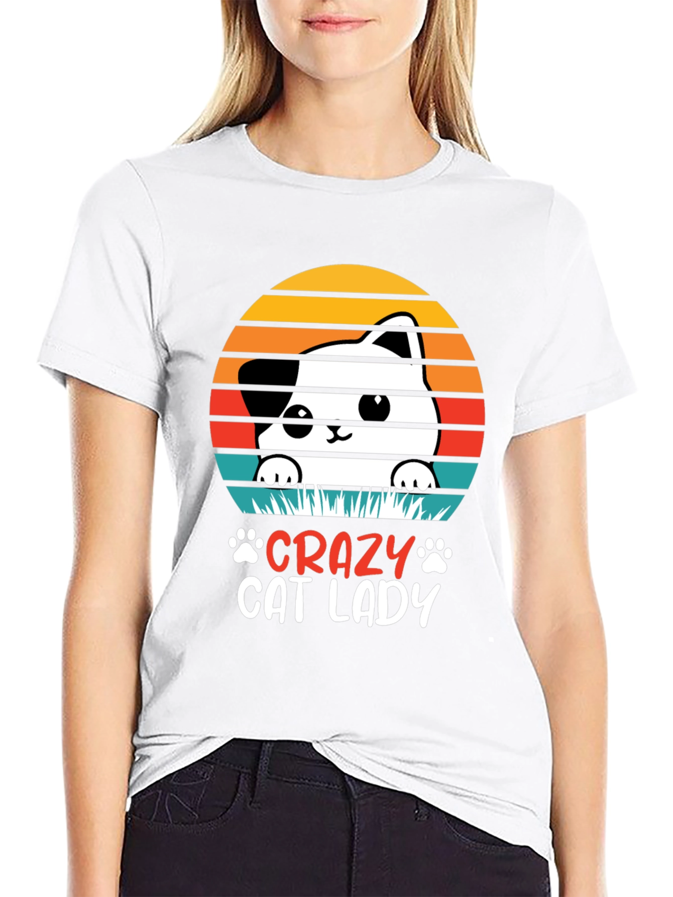 Black Crazy Cat Lady Graphic Tee view 9
