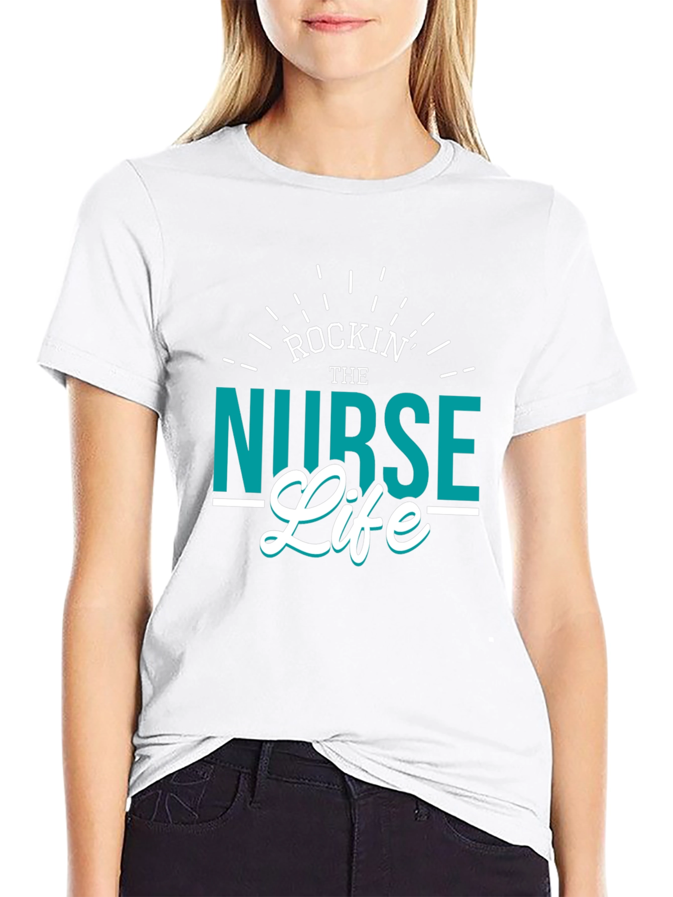 Black Rockin' the Nurse Life Black T-Shirt view 9