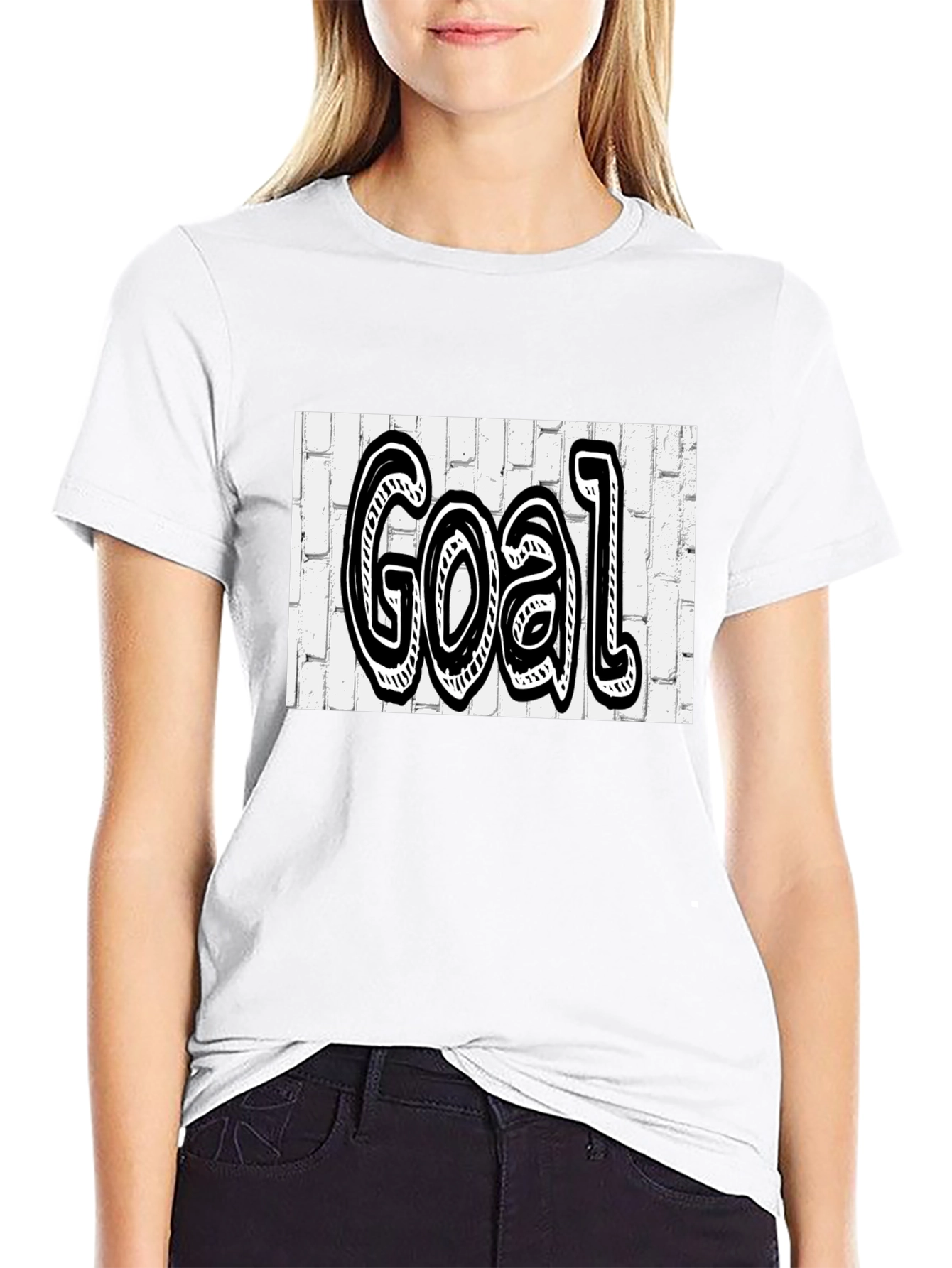 Black Goal Graffiti Style Tee - Black Cotton Blend Shirt view 9