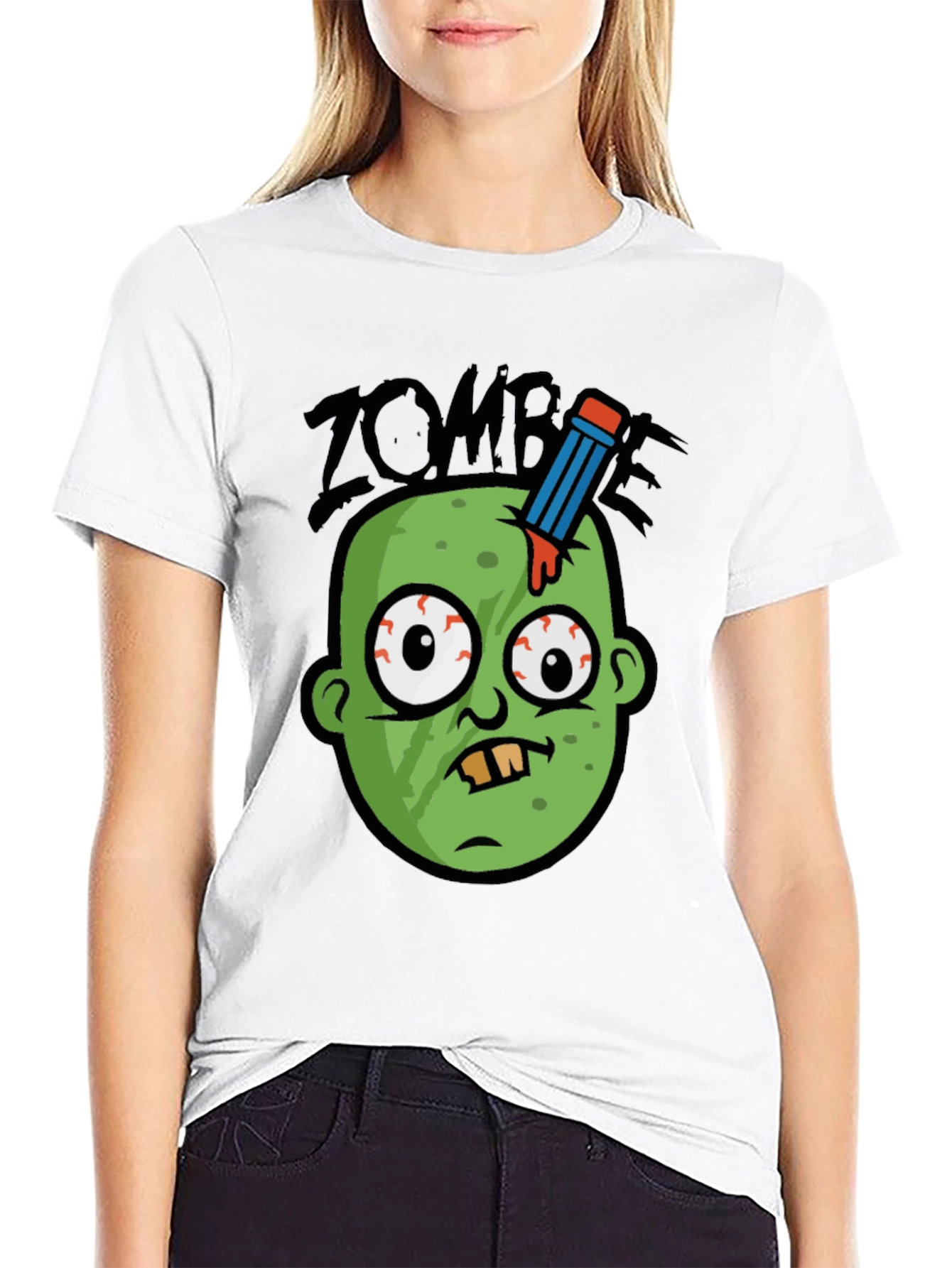 Black Zombie Pencil Head Men's Graphic Tee view 9