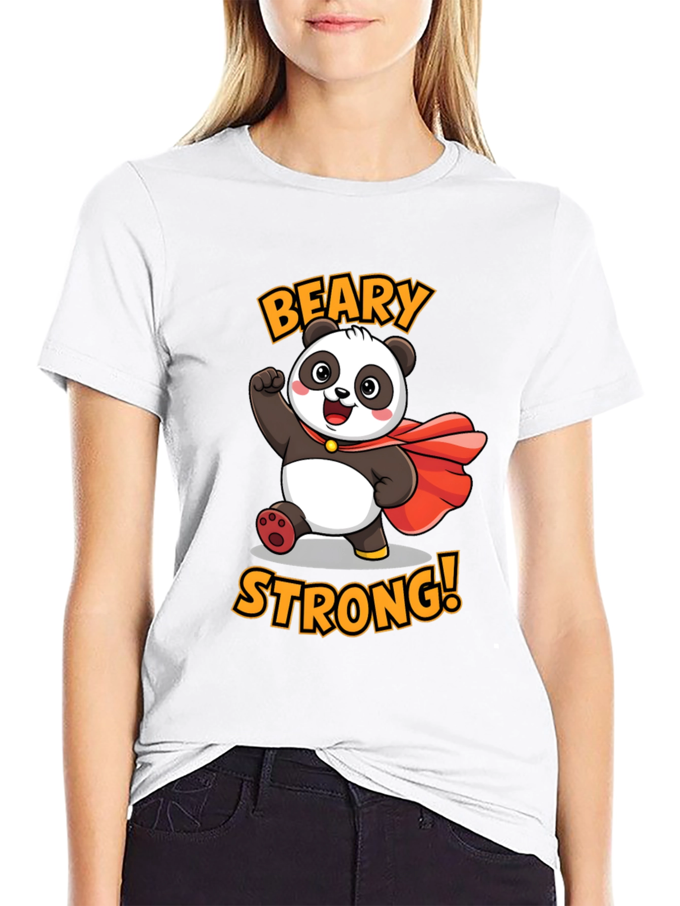 Black Beary Strong Panda Graphic Tee view 9