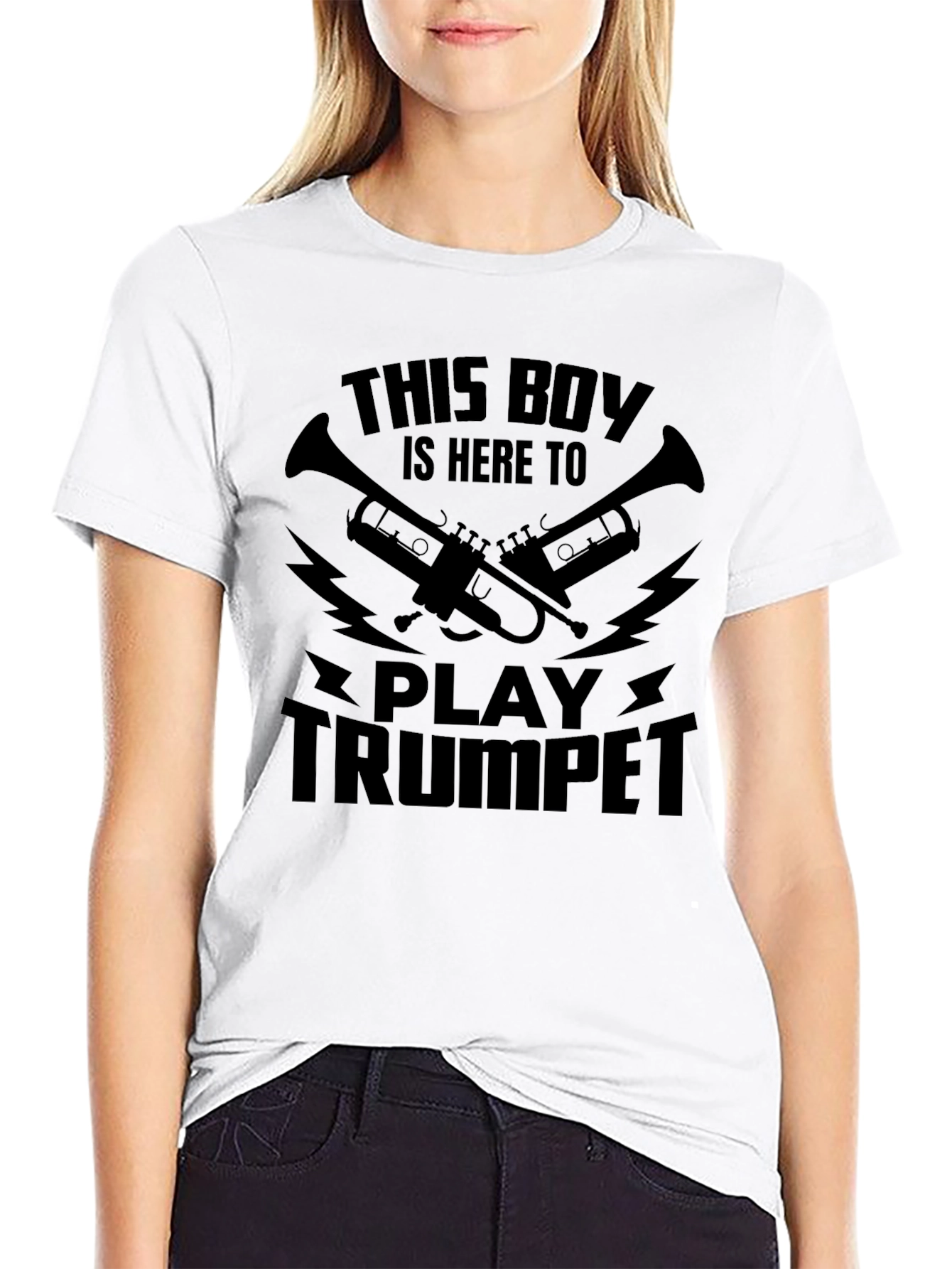 Black This Boy Plays Trumpet Graphic T-Shirt view 9