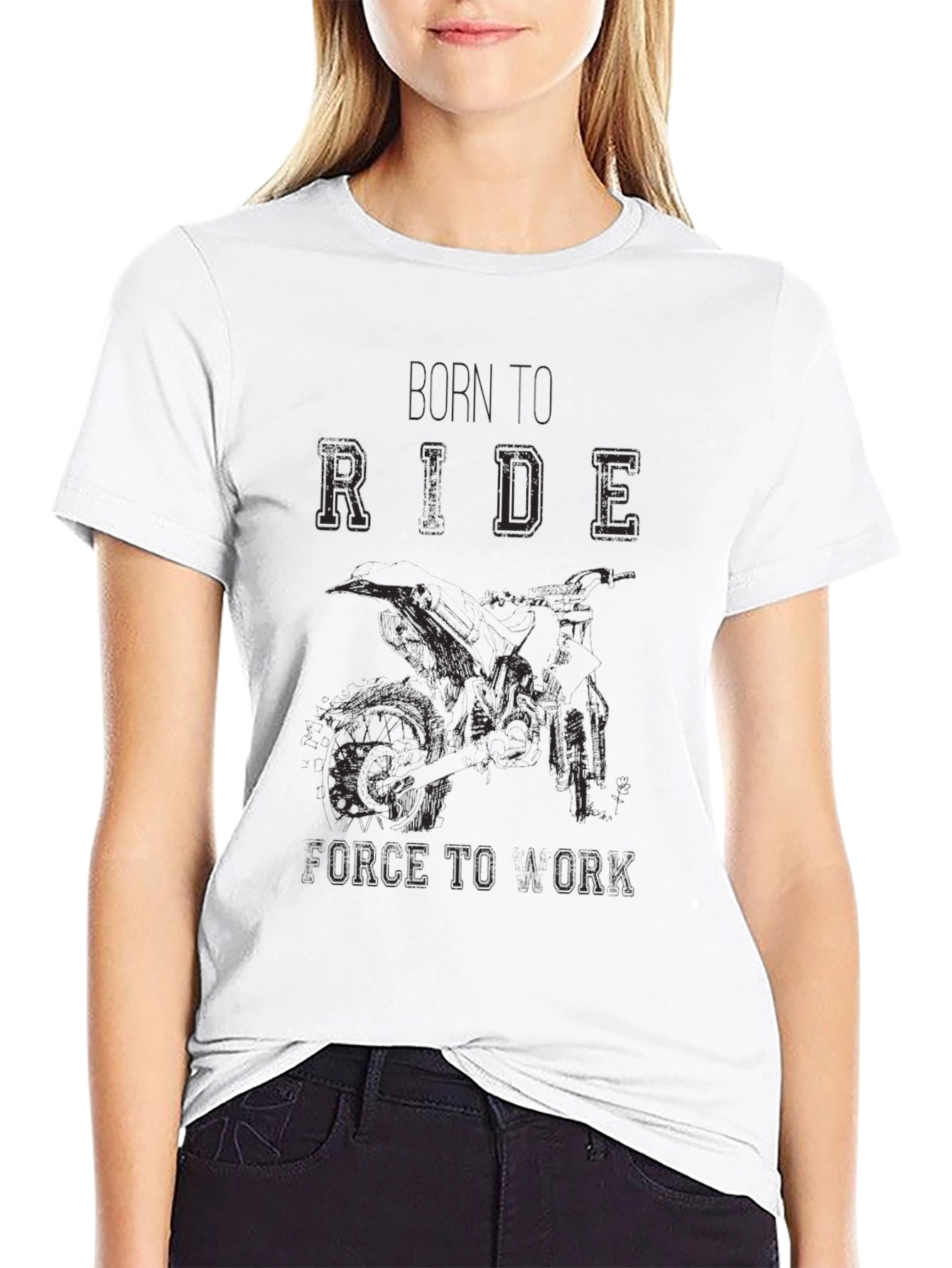 Black Born To Ride Graphic Print Tee view 9