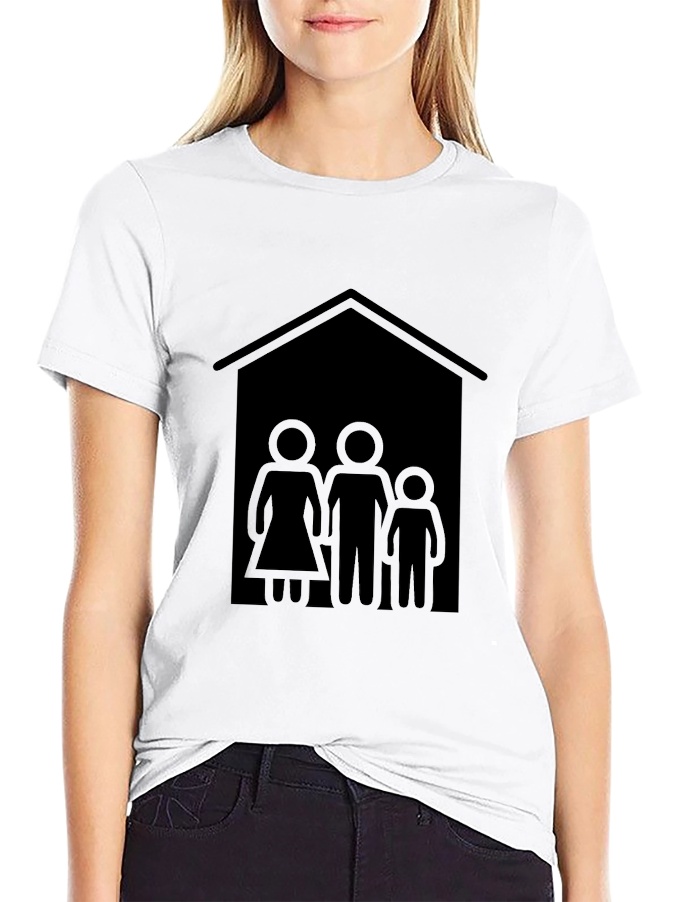 Black Family House T-Shirt - Black Tee view 9