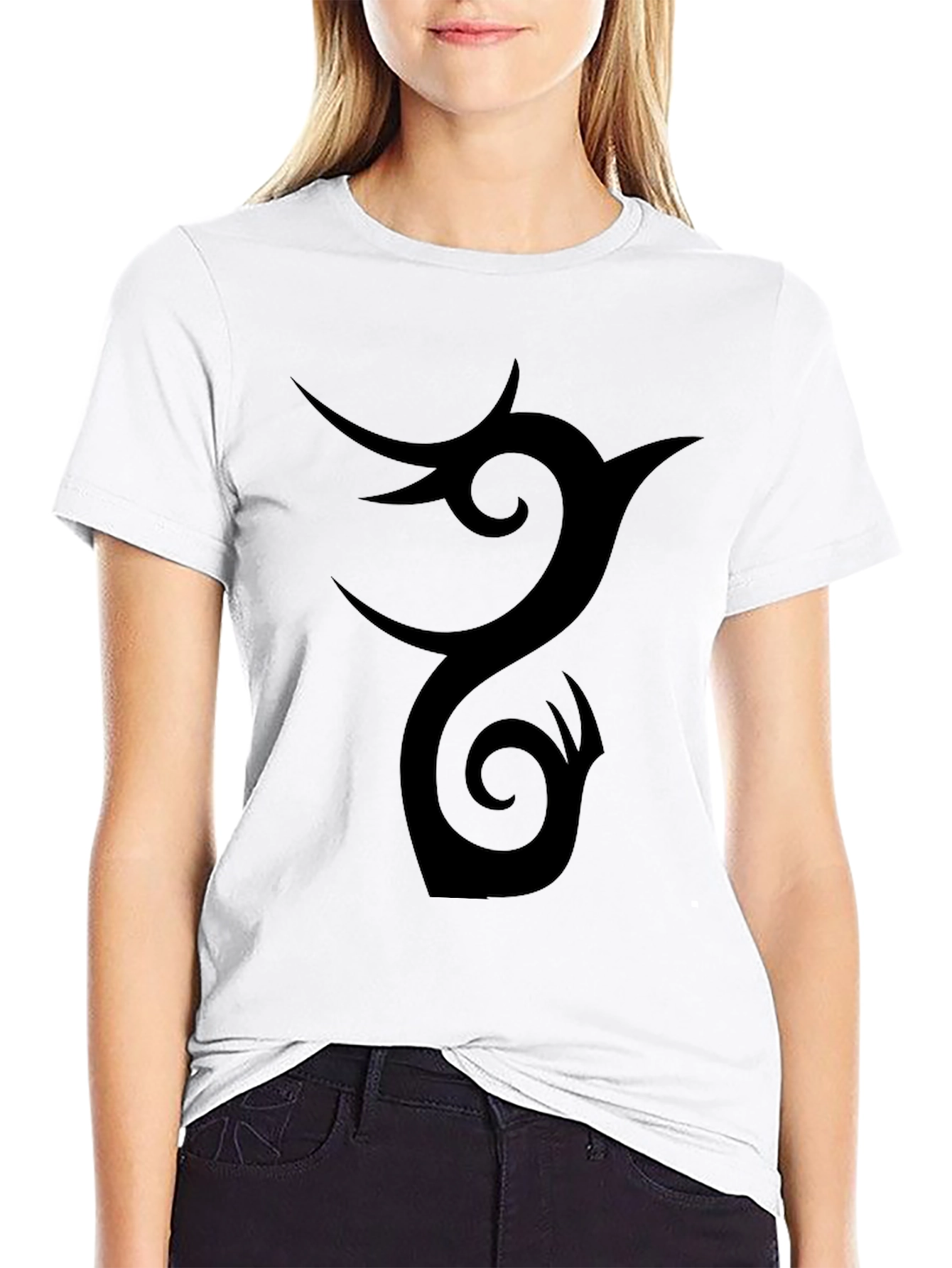 Black Tribal Phoenix Graphic Black T-Shirt view 9
