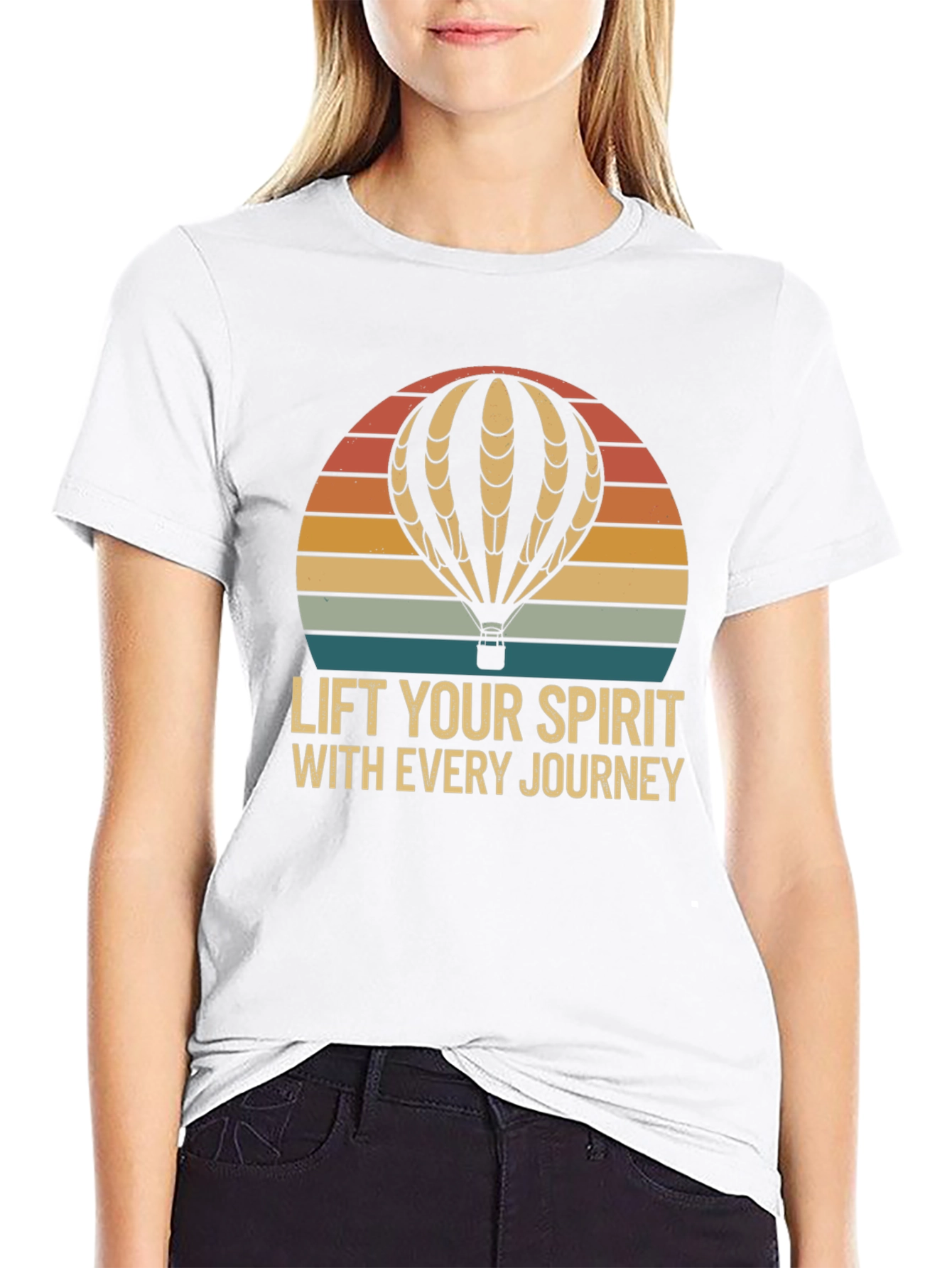Black Lift Your Spirit Hot Air Balloon Graphic Tee view 9