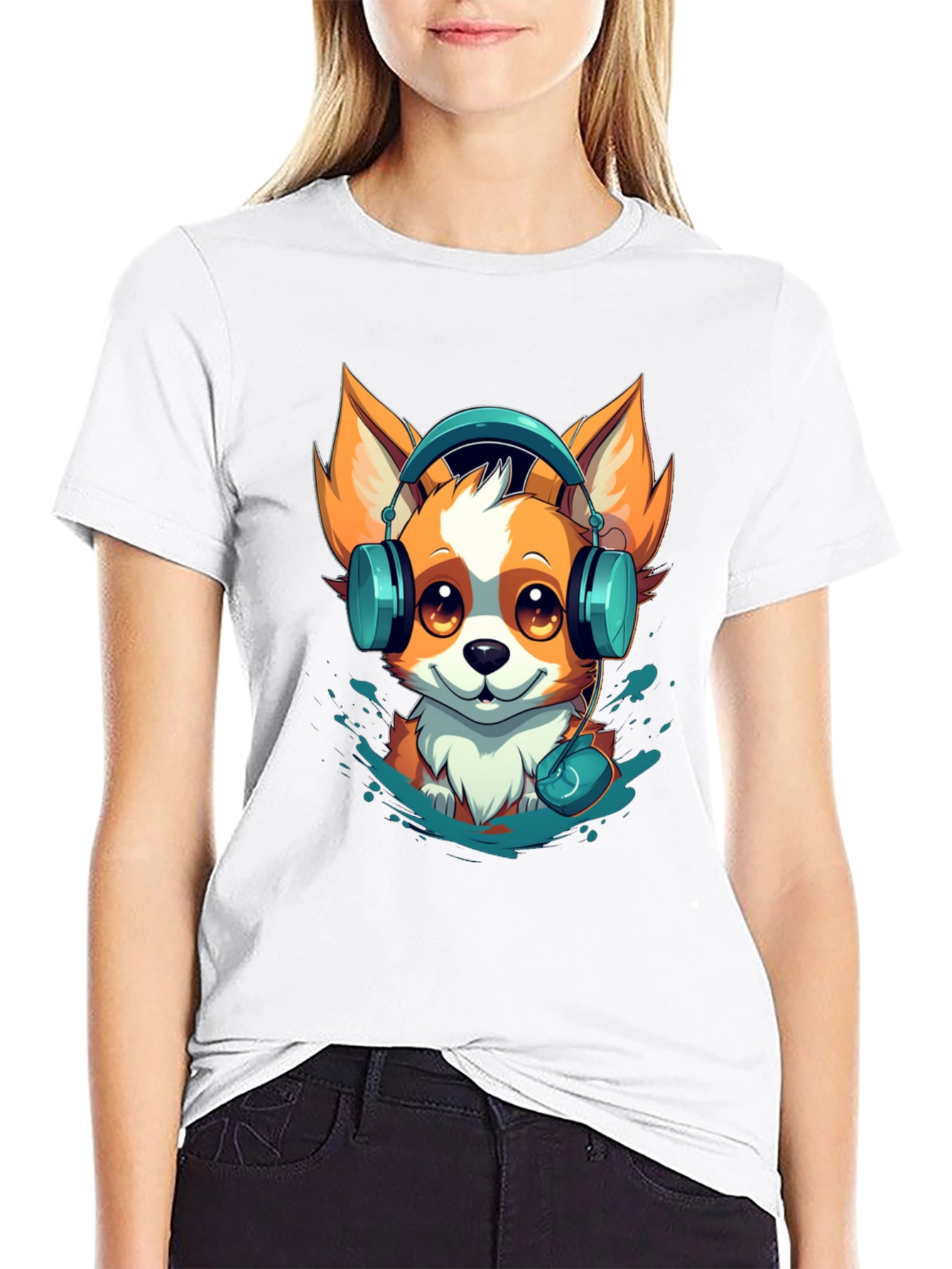 Black Fox Headphone Graphic Tee view 9