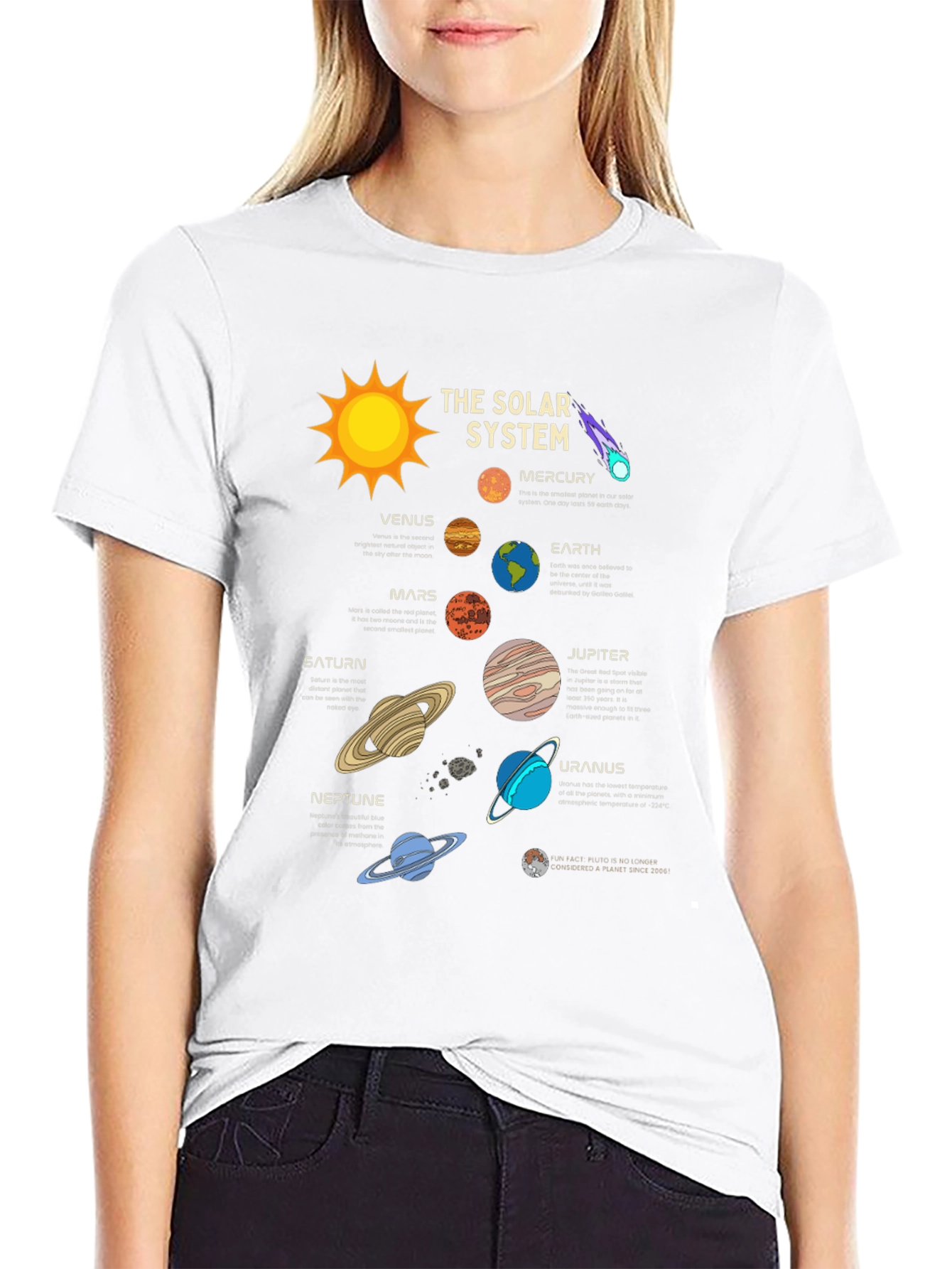 Black Solar System T-Shirt - Planets Graphic Tee view 9