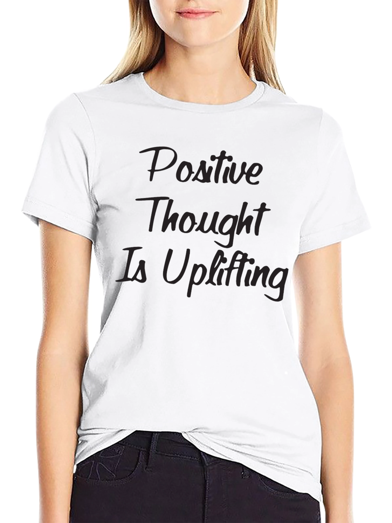 Black Positive Thought Tee - Uplifting Black T-Shirt view 9