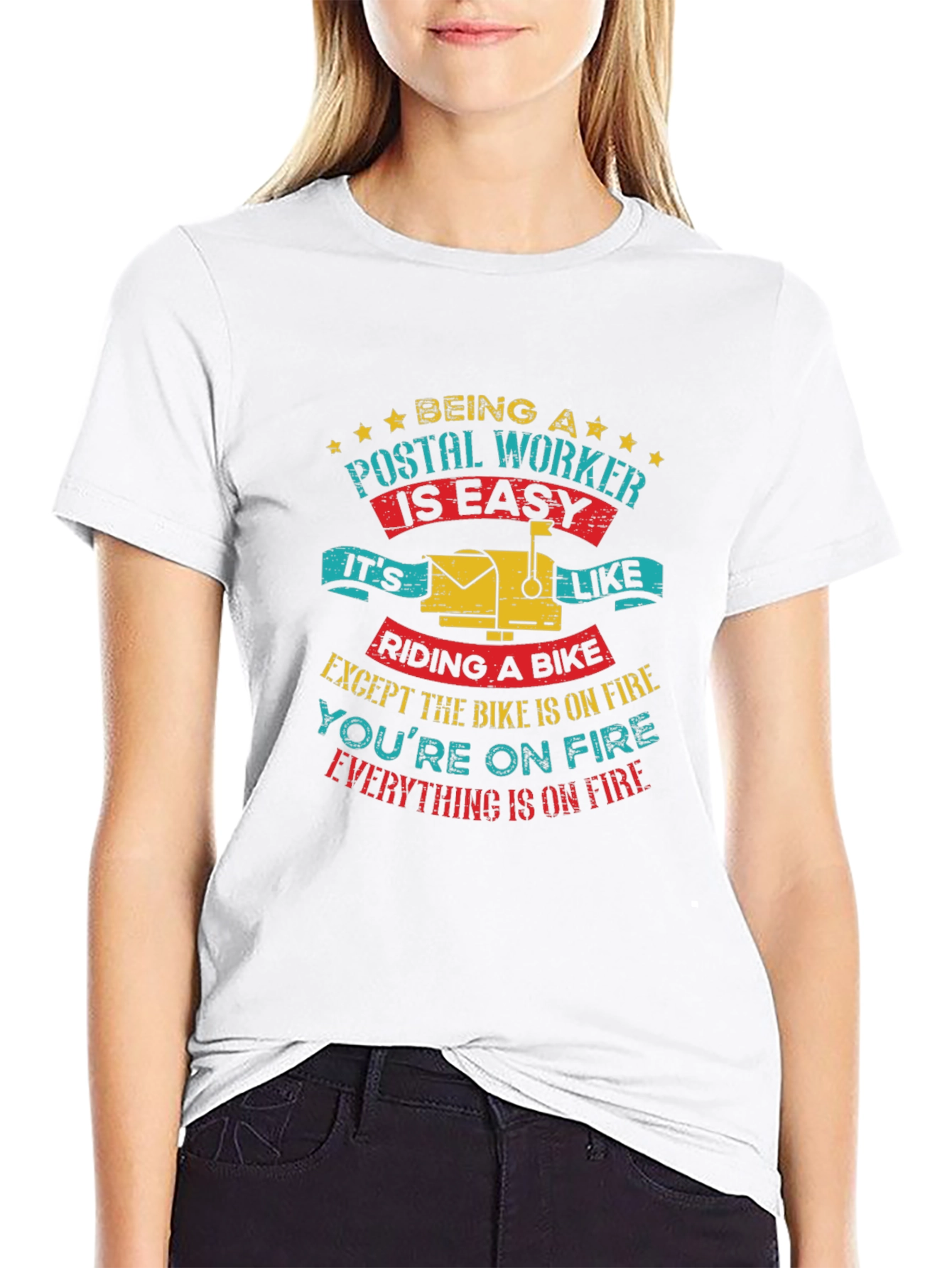 Black Postal Worker On Fire Graphic Tee view 9
