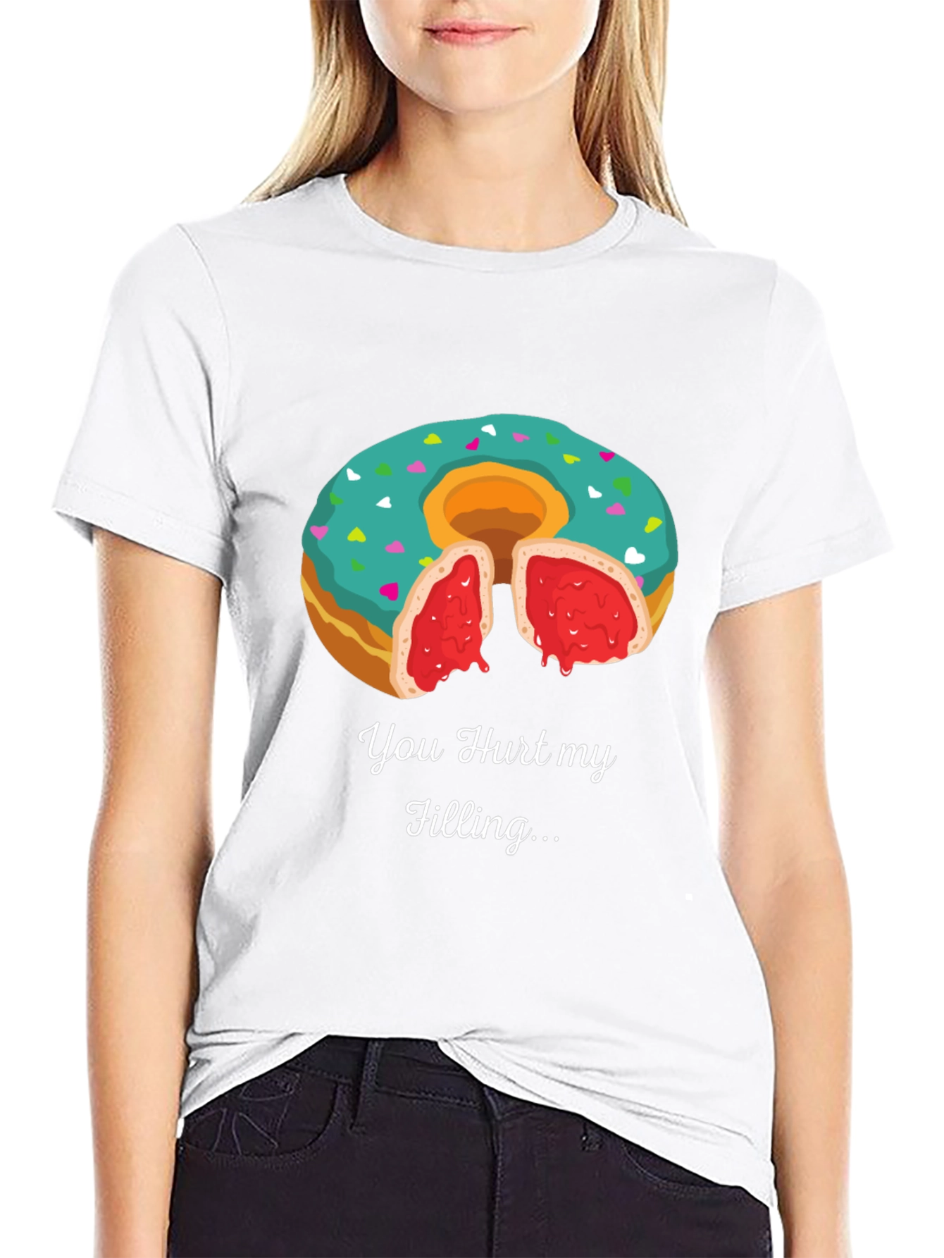 Black You Hurt My Filling Funny Donut T-Shirt view 9
