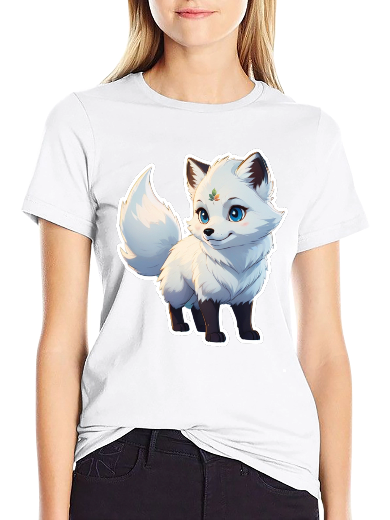 Black Cute Fox Graphic Tee - Black Unisex T-Shirt view 9