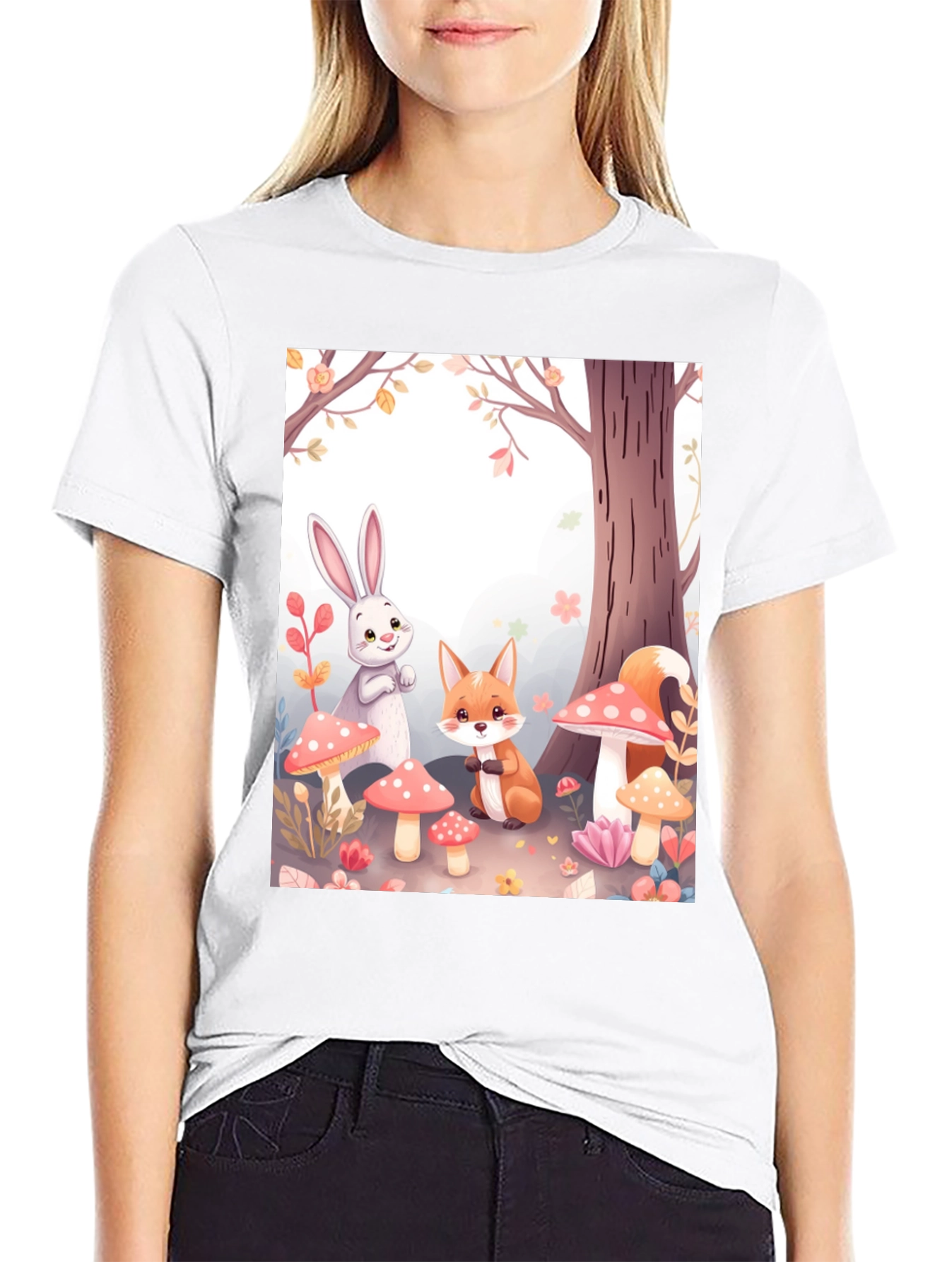 Black Cartoon Animals on Black Tee view 9