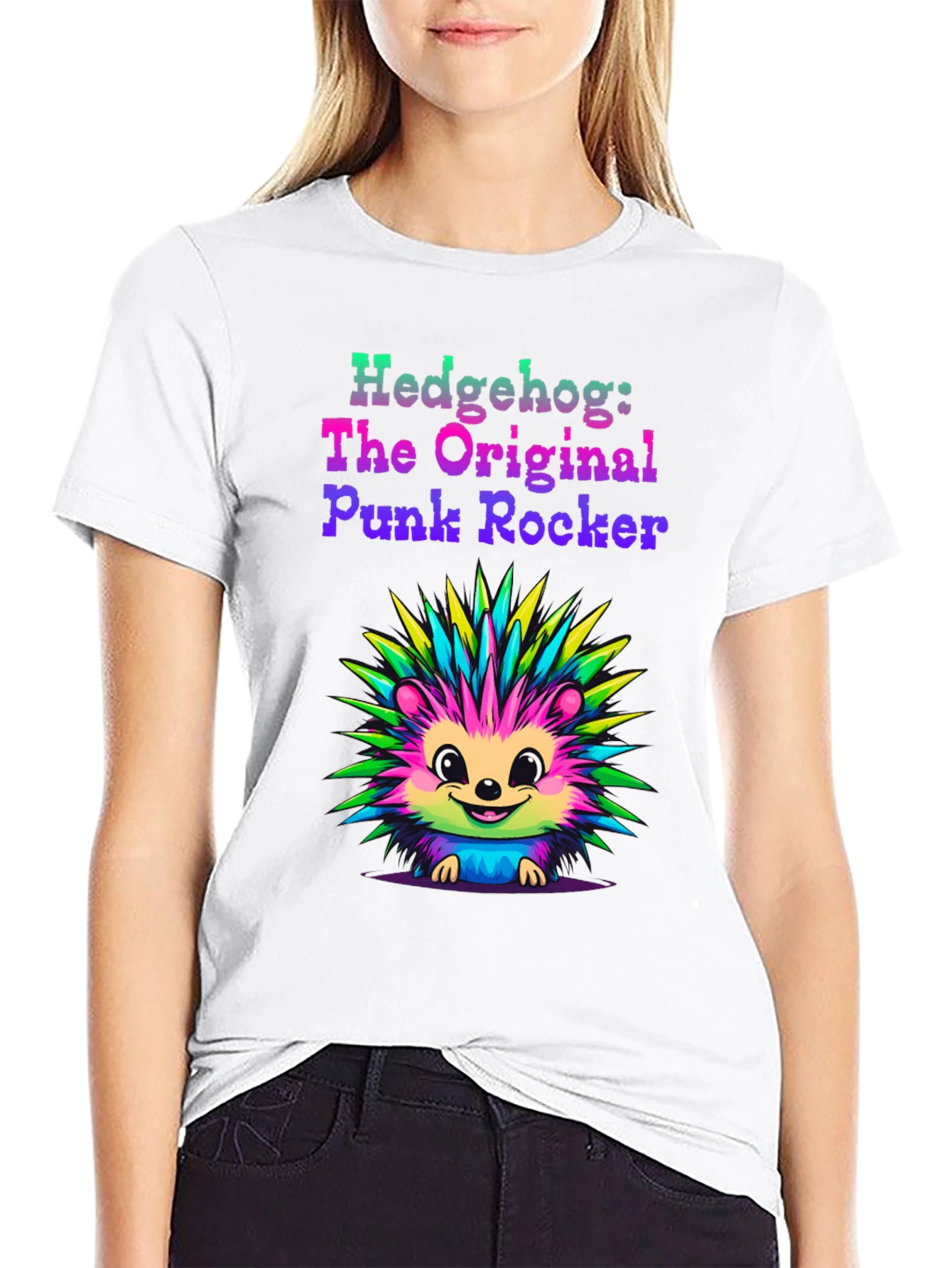 Black Hedgehog Punk Rocker Graphic Tee view 9
