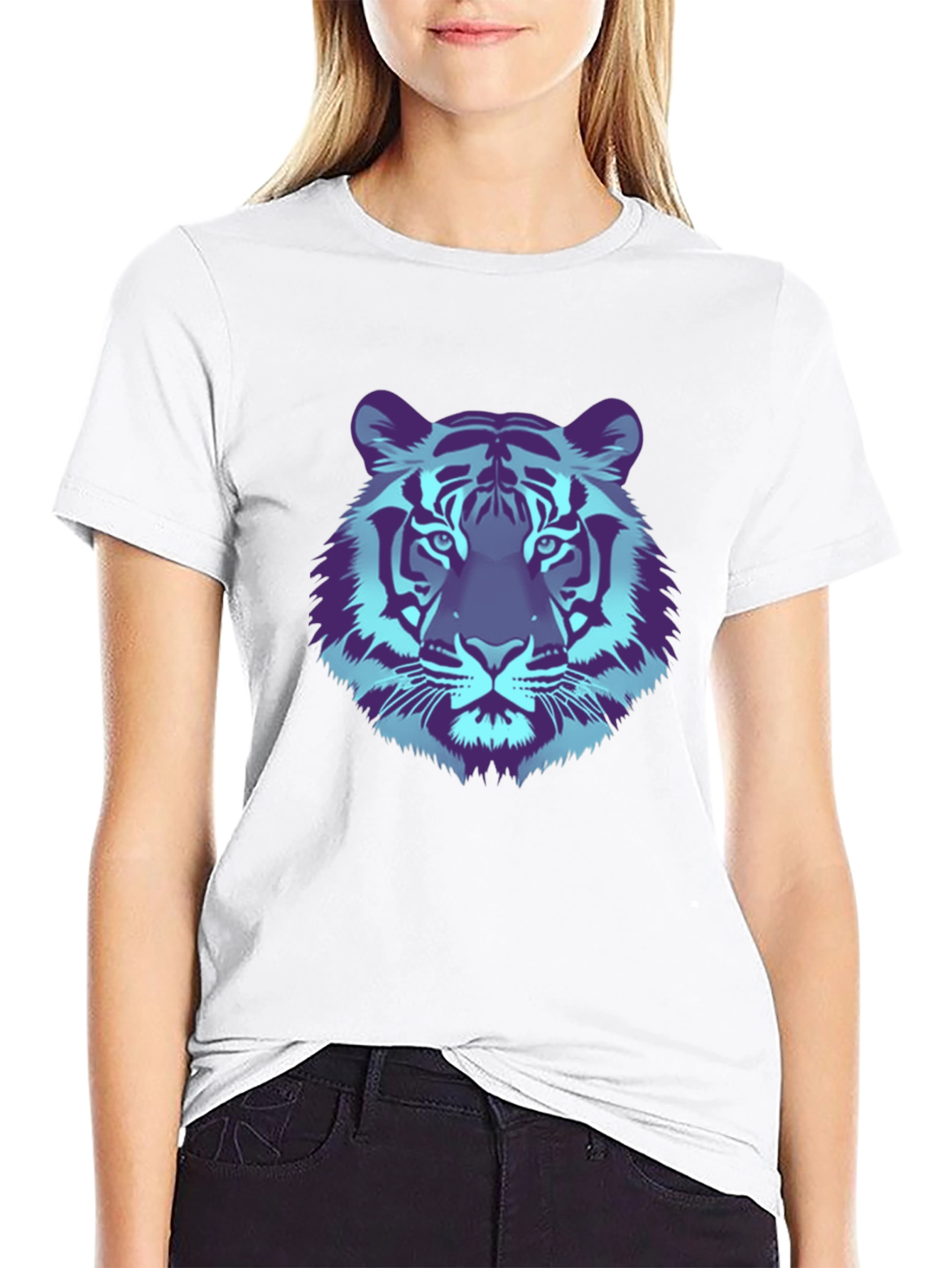 Black Cool Tiger Graphic Tee - Black Cotton T-Shirt view 9
