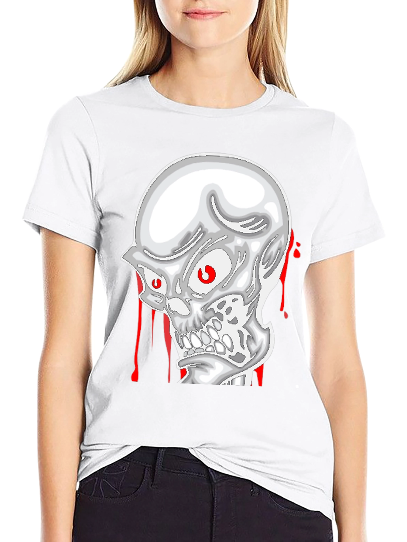 Black Skull Graphic Tee - Men's Black Cotton T-Shirt view 9