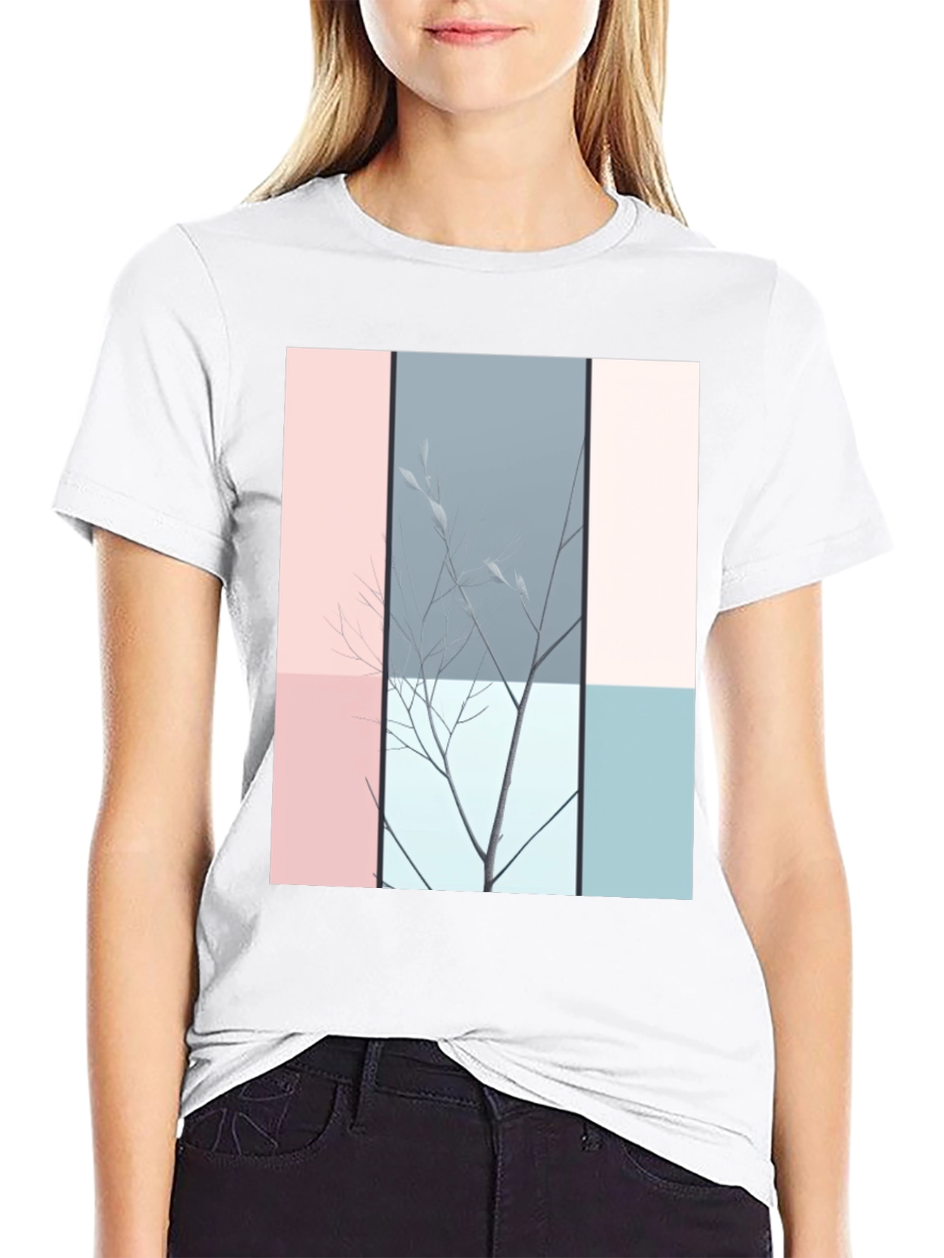 Black Abstract Nature Graphic T-Shirt - Modern Art Tee view 9