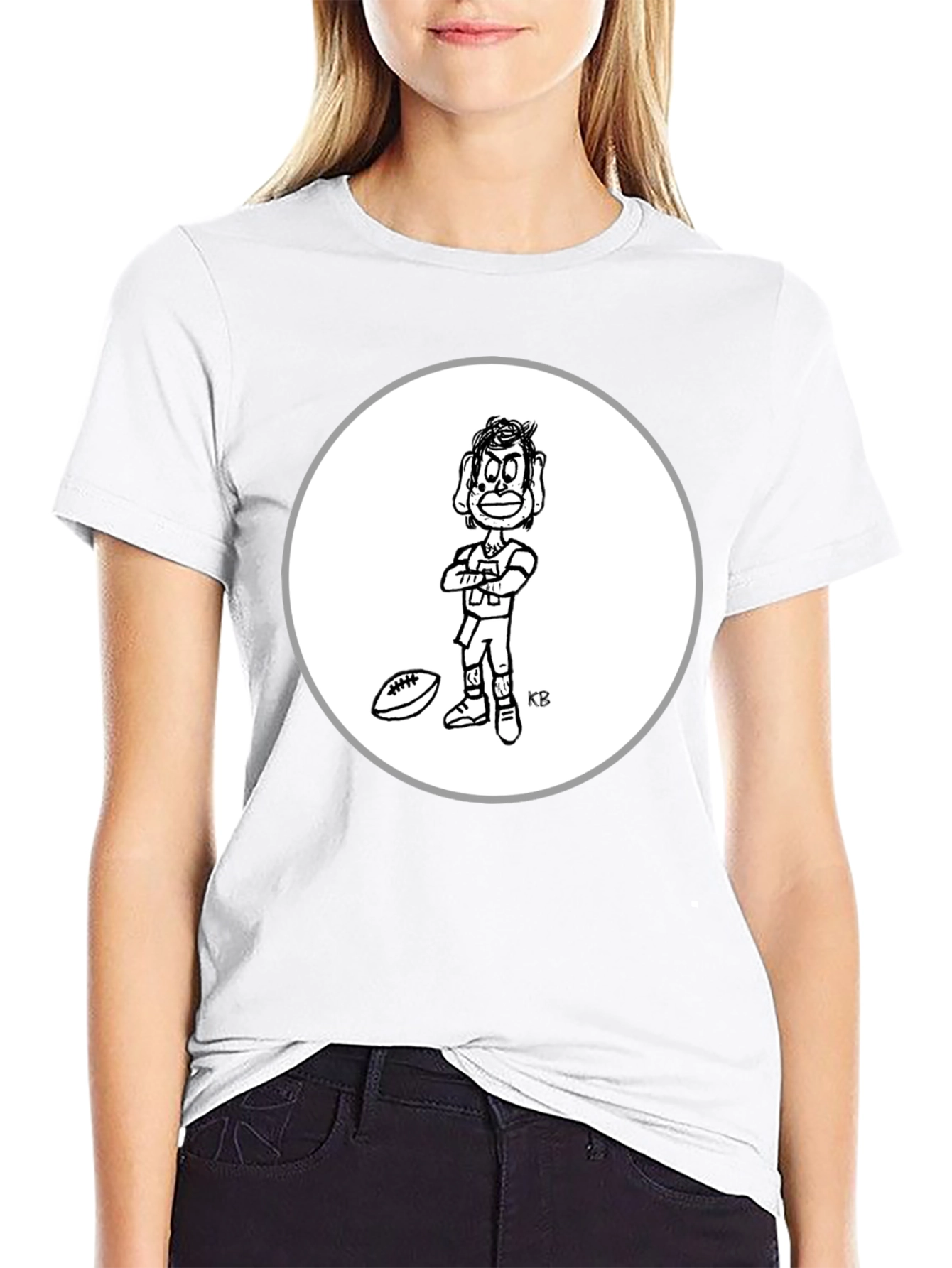 Black Cartoon Football Player Black T-Shirt view 9