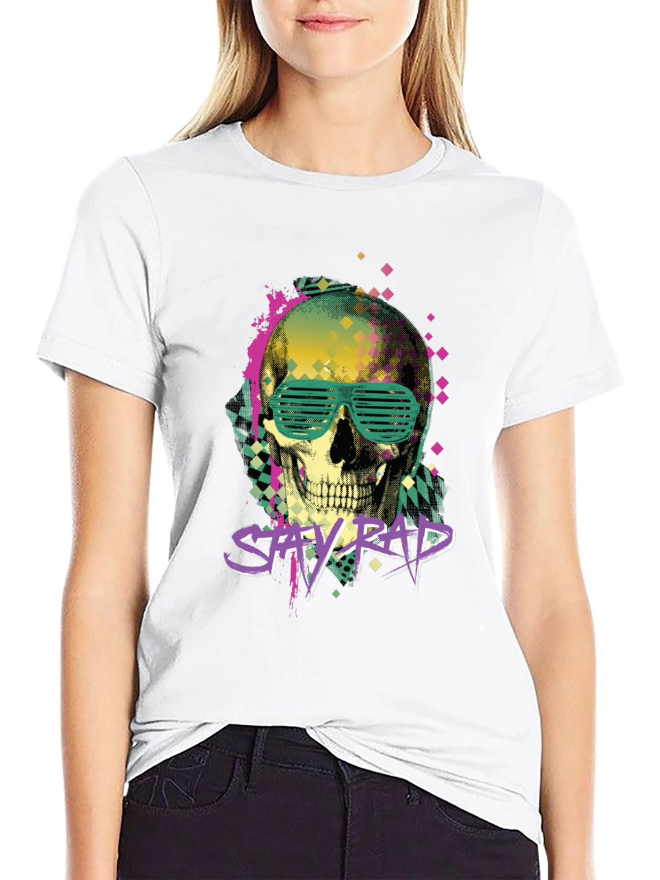 Black Stay Rad Graphic Tee - Skull & Shutter Shades view 9