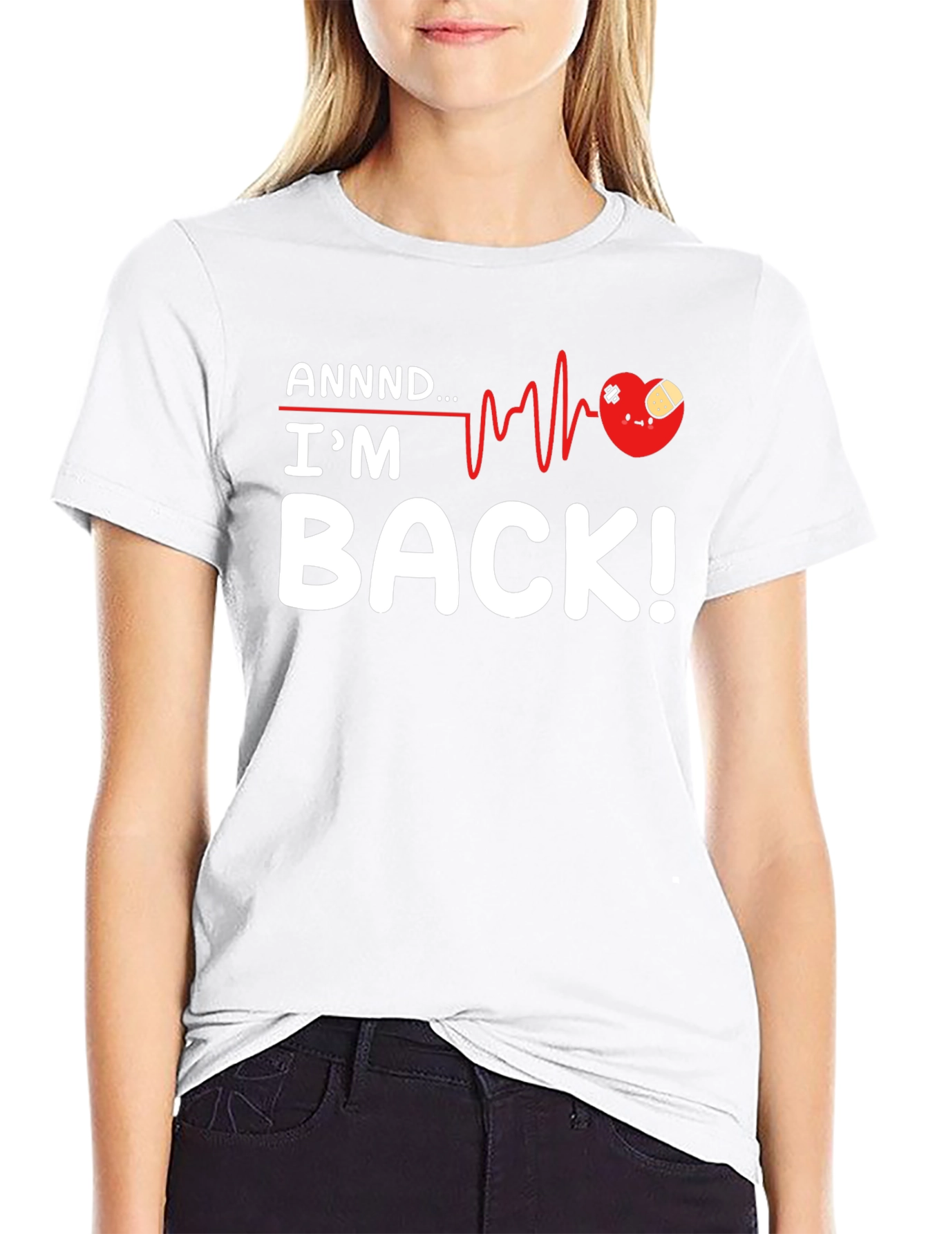 Black I'm Back! Heartbeat Recovery Graphic Tee view 9