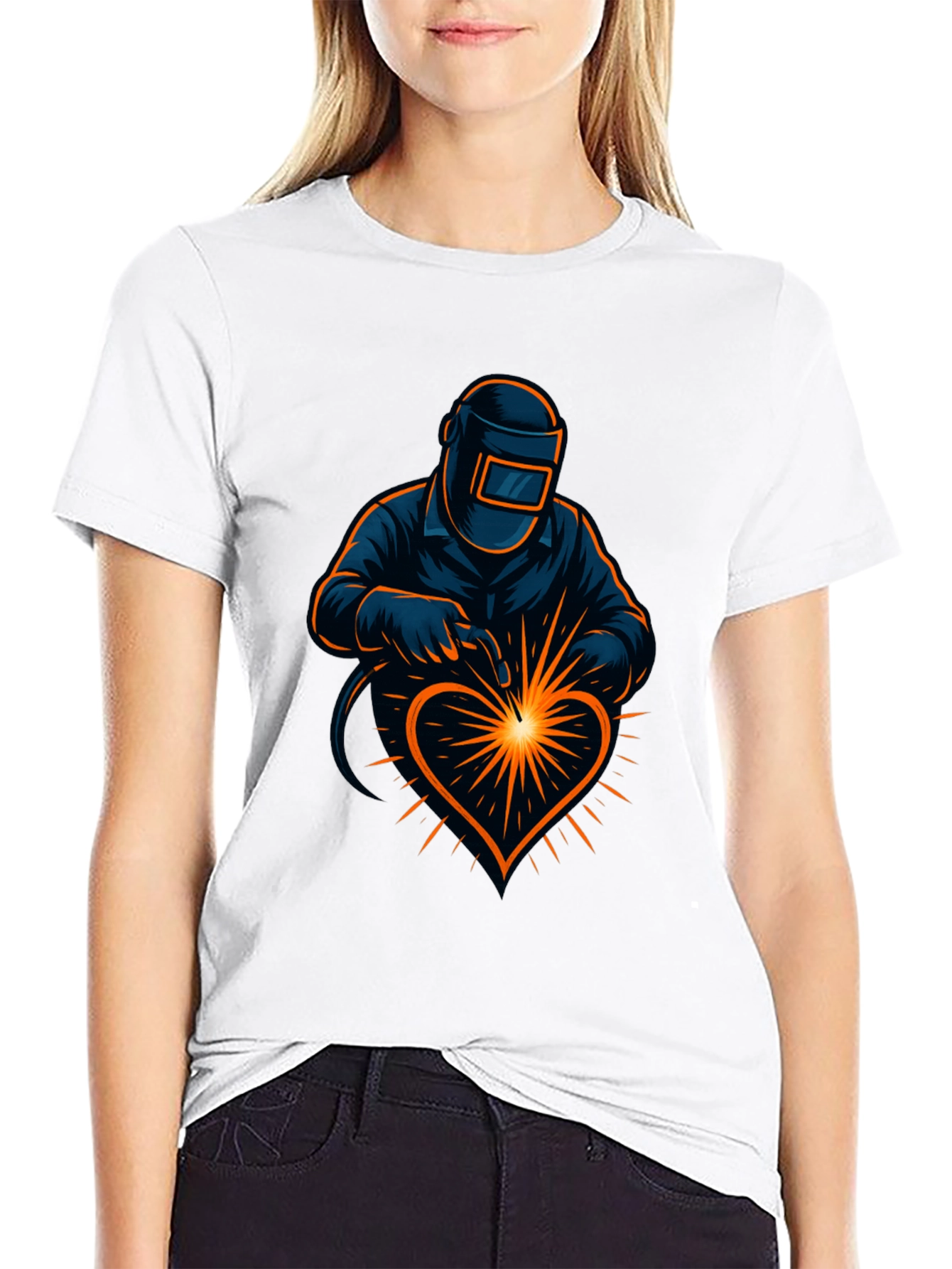 Black Welder's Heart Black T-Shirt - Love to Weld view 9