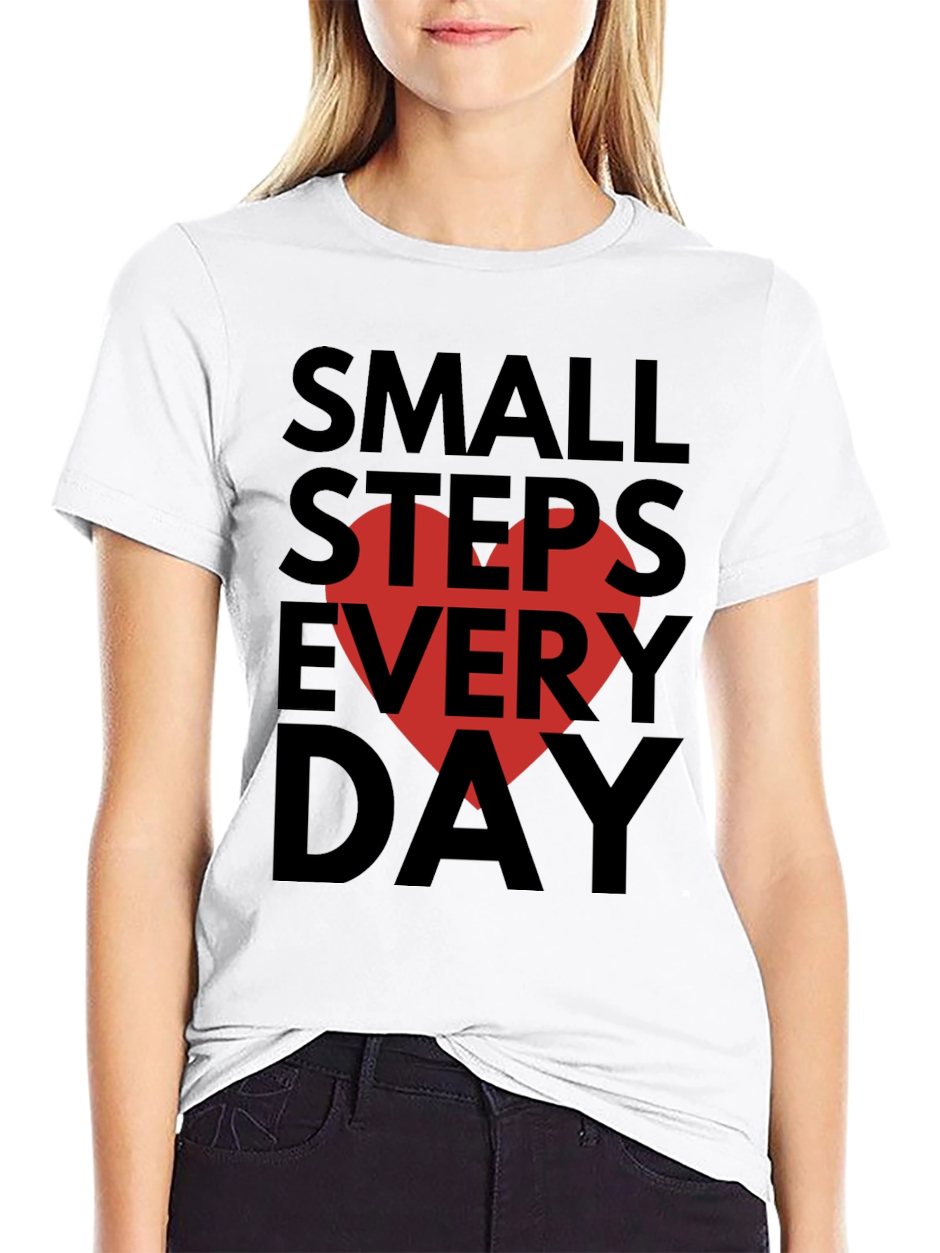 Black Small Steps Every Day Graphic Tee view 9