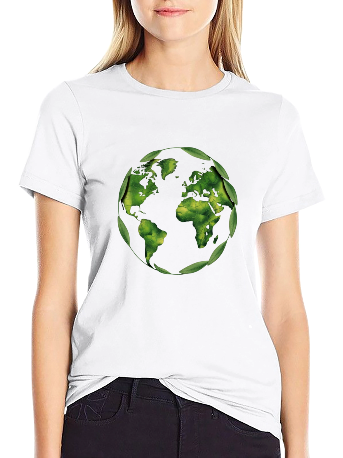 Black Eco-Friendly World Map T-Shirt - Black view 9