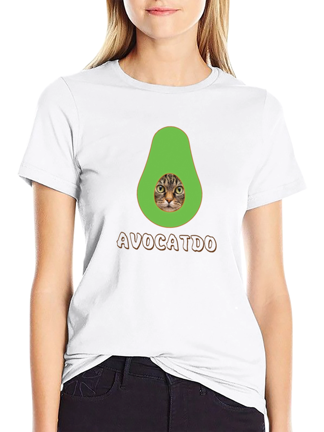 Black Avocatdo T-Shirt: Cat Avocado Pun Tee view 9